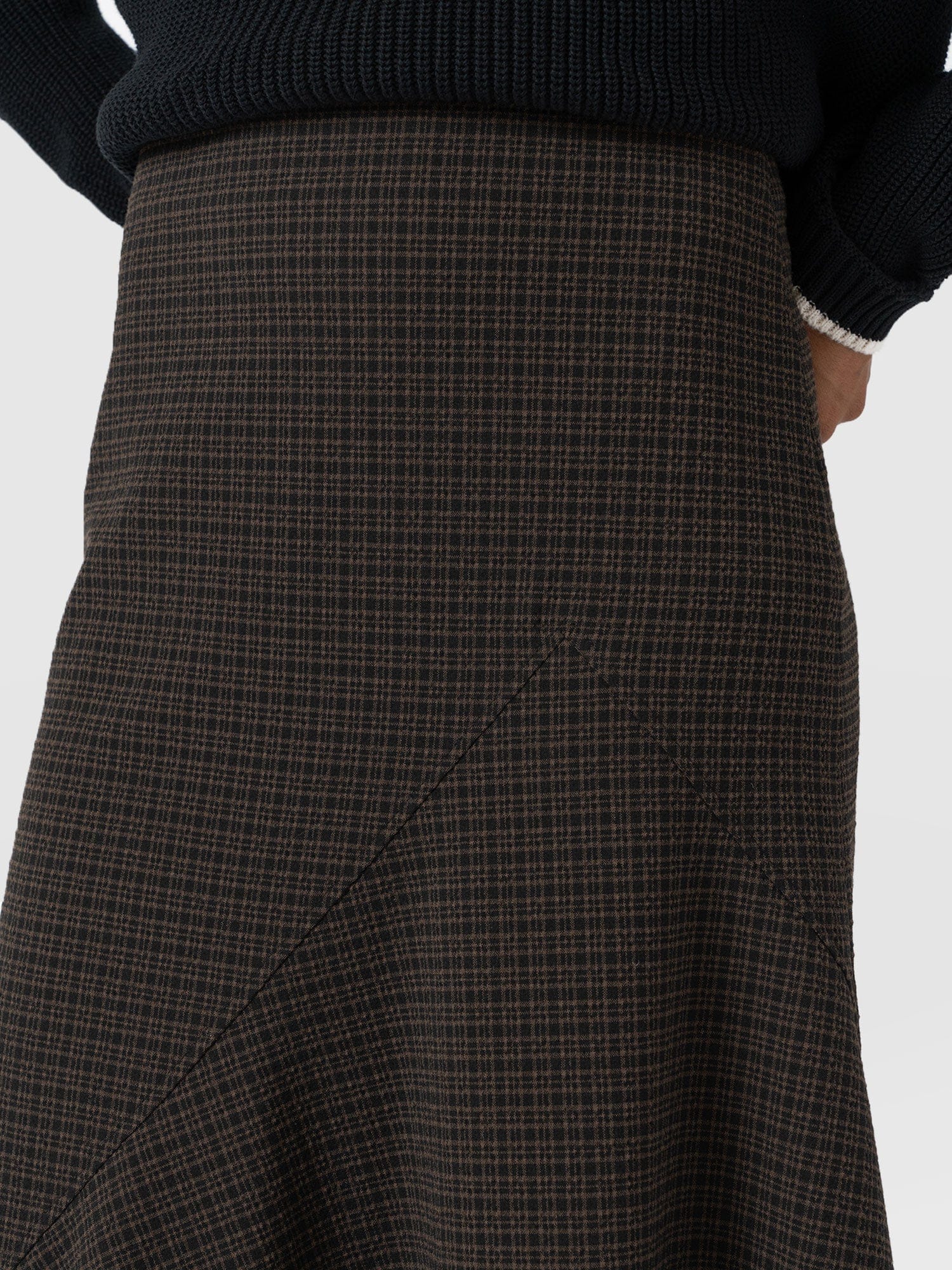 Piper Panelled Skirt - Brown Check - Women's Skirts | Saint + Sofia® UK