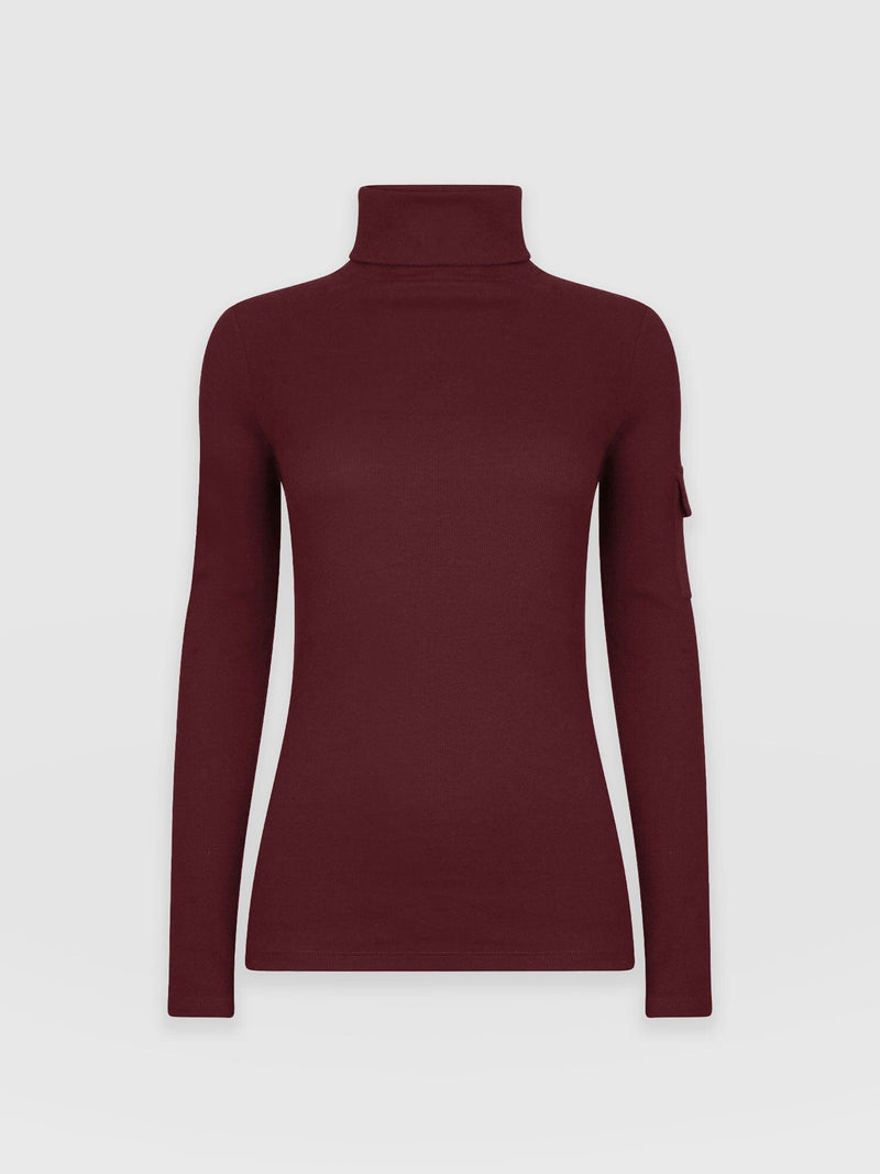 Pocket Roll Neck - Burgundy