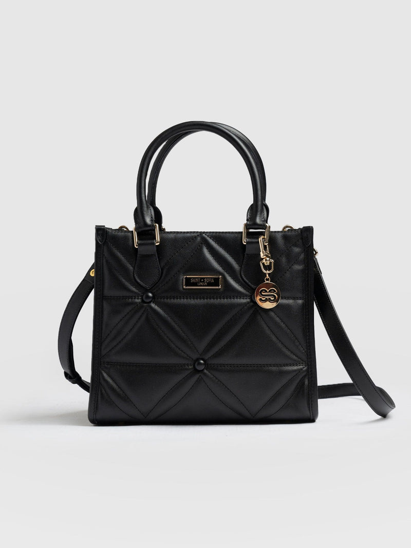 Quilted Mia Mini Tote Bag - Black