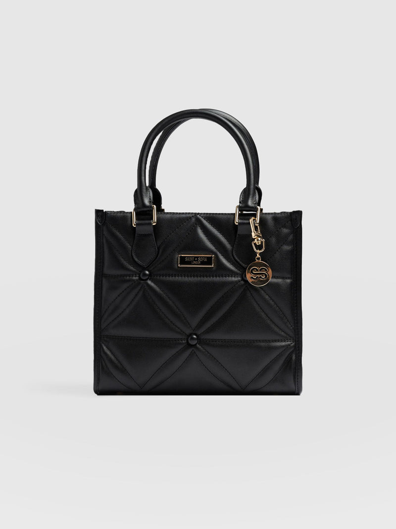 Quilted Mia Mini Tote Bag - Black