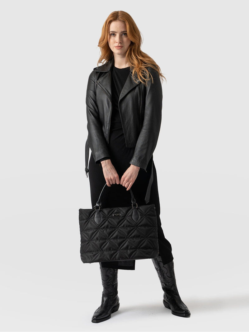 Quilted Selene Shopper Bag - Black