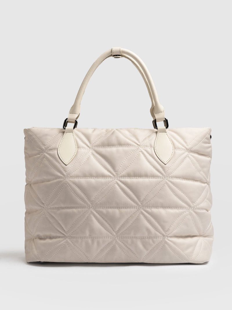 Quilted Selene Shopper Bag - Cream