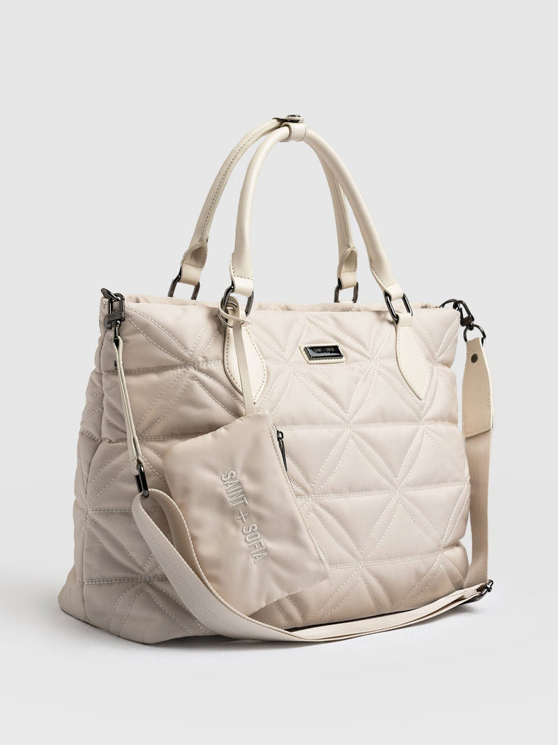 Quilted Selene Shopper Bag - Cream