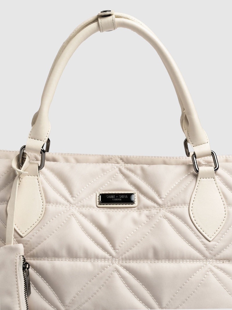 Quilted Selene Shopper Bag - Cream