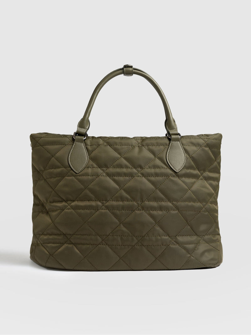 Quilted Selene Shopper Bag - Khaki