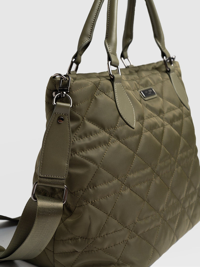 Quilted Selene Shopper Bag - Khaki