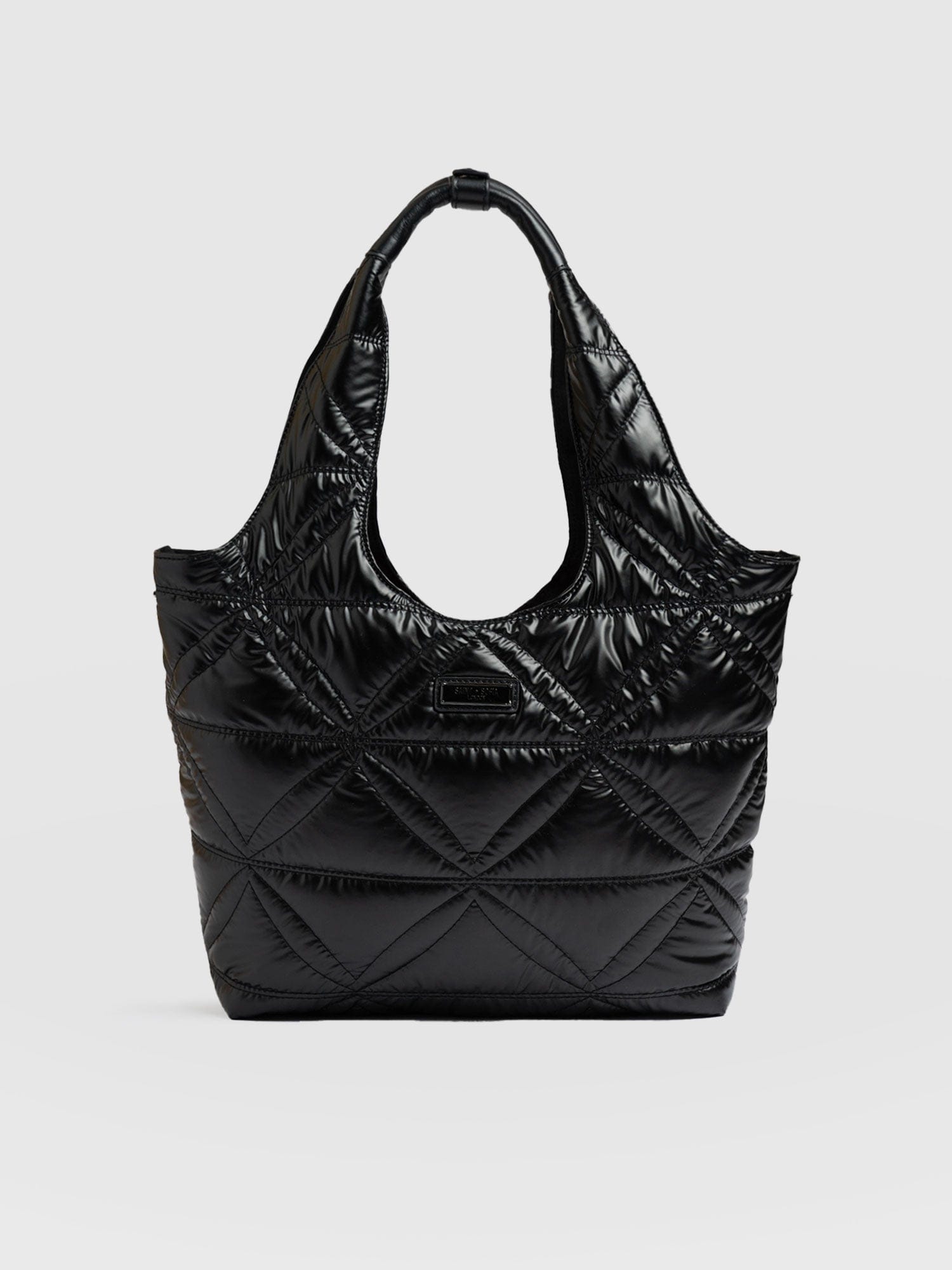 Quilted Stella Shoulder Tote Bag - Black