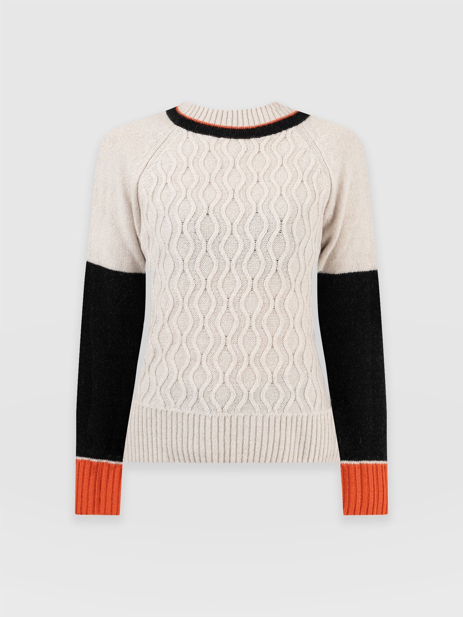 Rayner Cashmere Jumper - Black/Beige/Orange