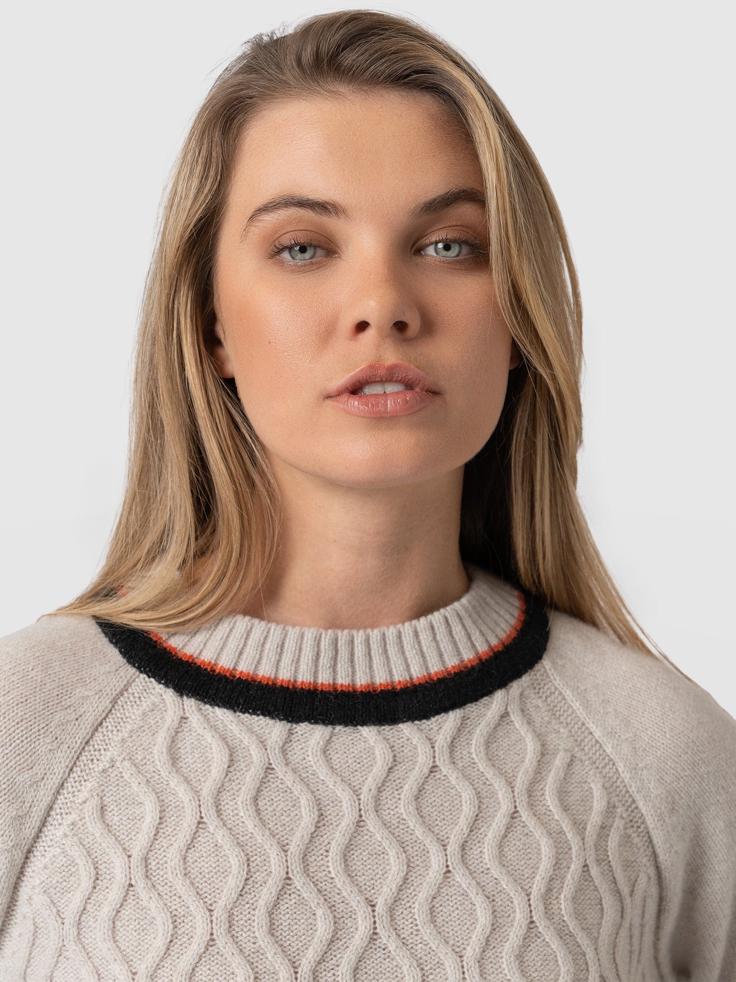 Rayner Cashmere Jumper Black/Beige/Orange - Women's Jumper | Saint + Sofia® UK