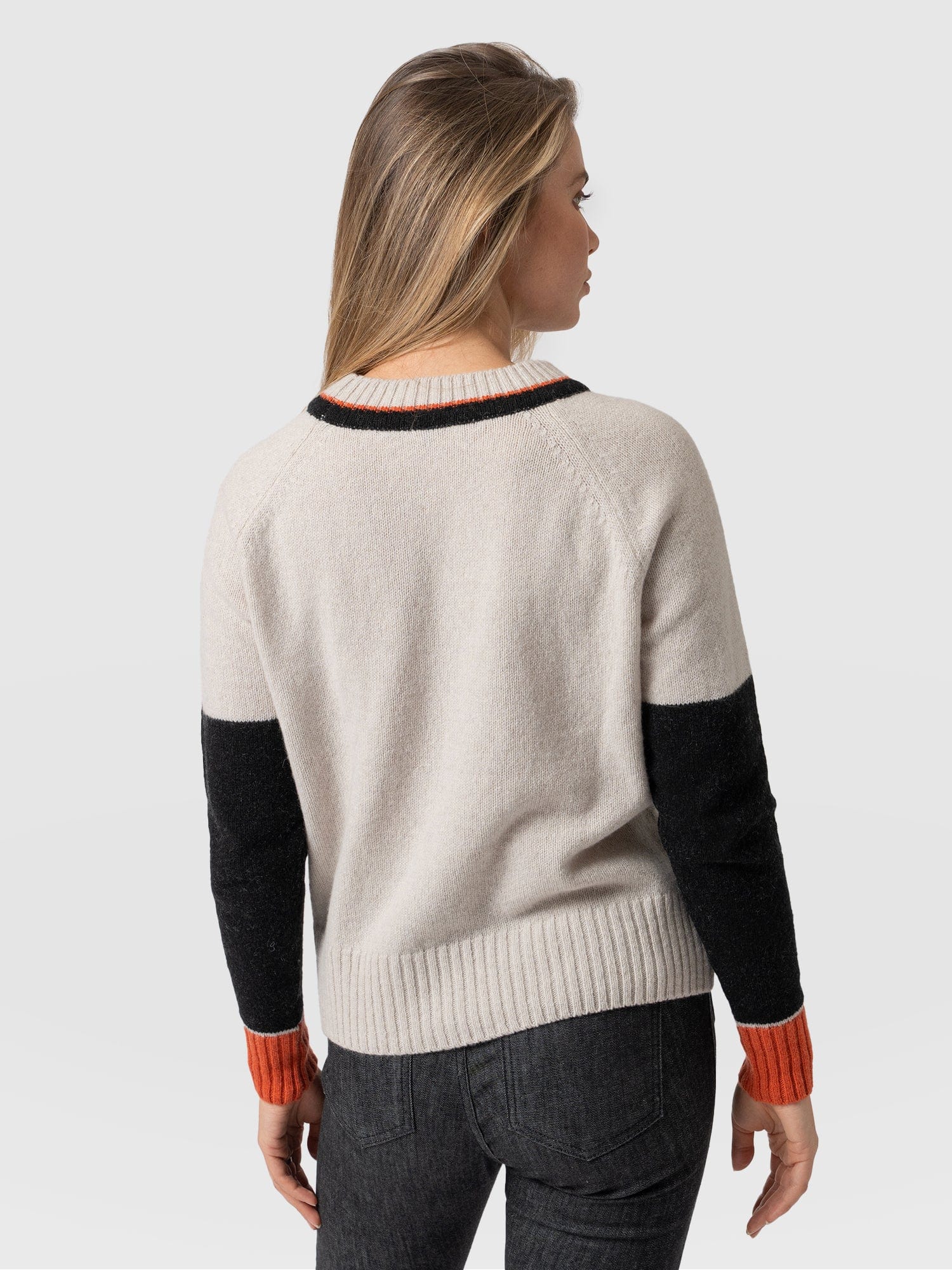 Rayner Cashmere Jumper Black/Beige/Orange - Women's Jumper | Saint + Sofia® UK