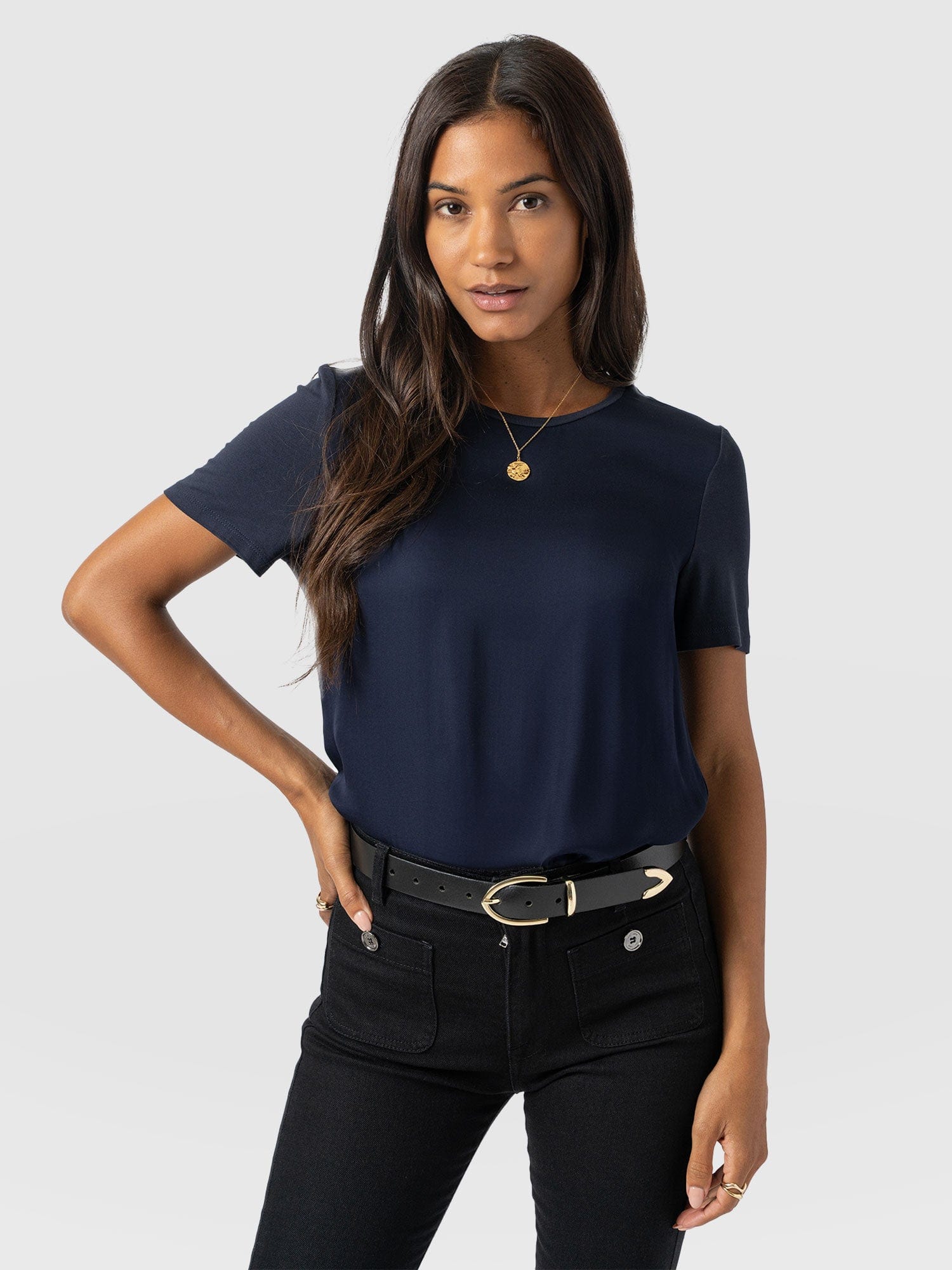 Rayner Contrast Tee Navy - Women's T-Shirts | Saint + Sofia® UK