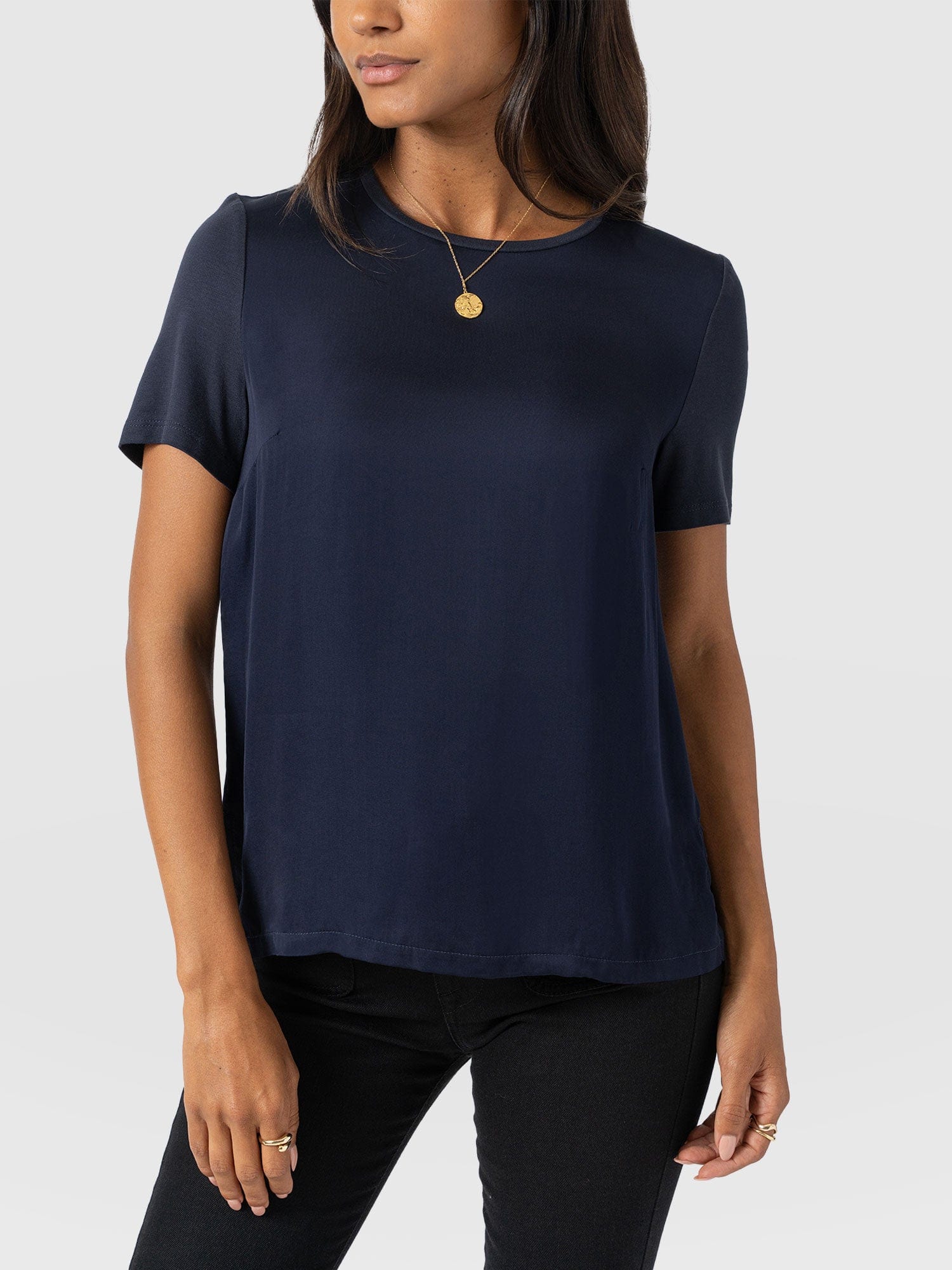 Rayner Contrast Tee Navy - Women's T-Shirts | Saint + Sofia® UK