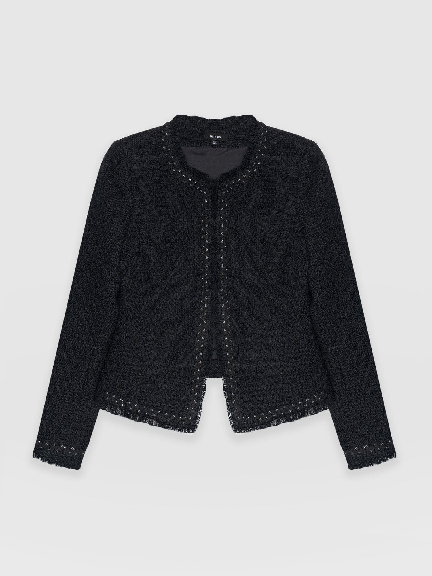 Rayner Jacket Black Bouclé - Women's Jackets | Saint + Sofia® UK
