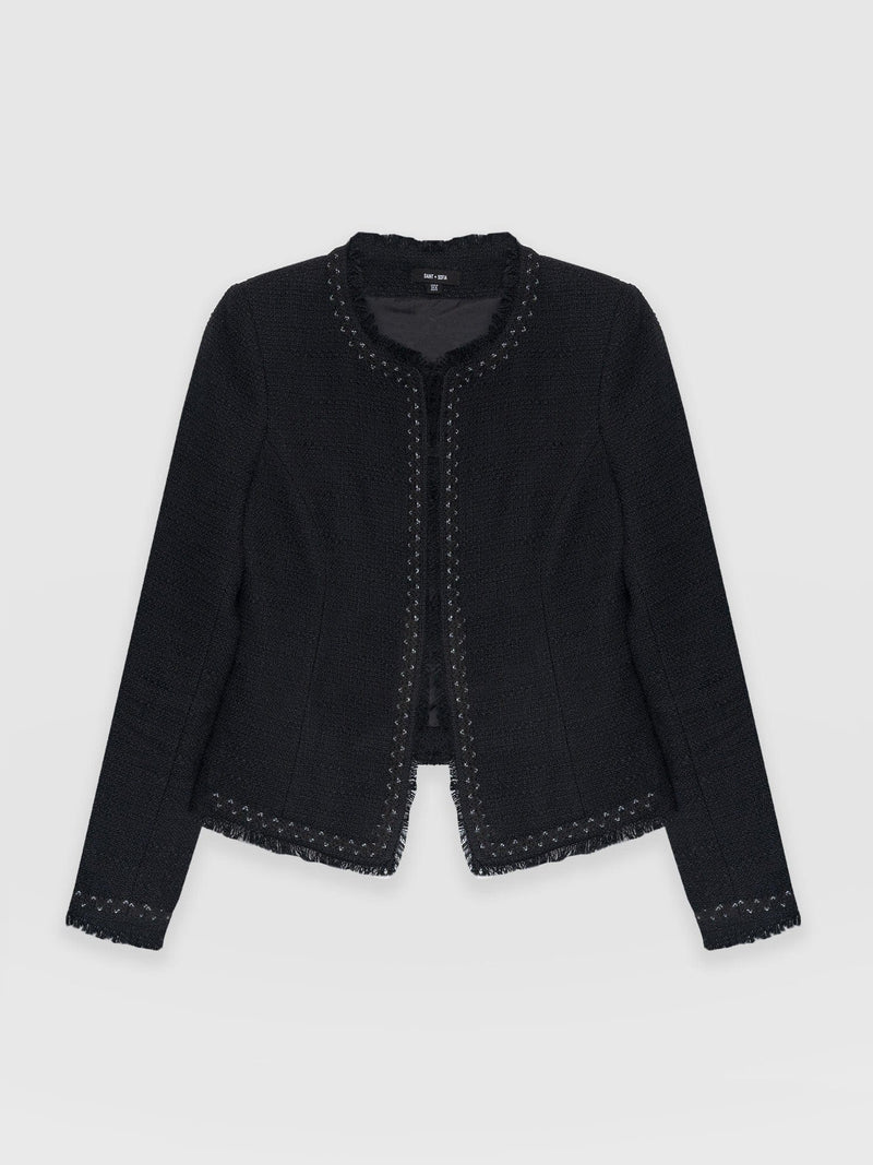 Rayner Jacket Black Bouclé - Women's Jackets | Saint + Sofia® UK