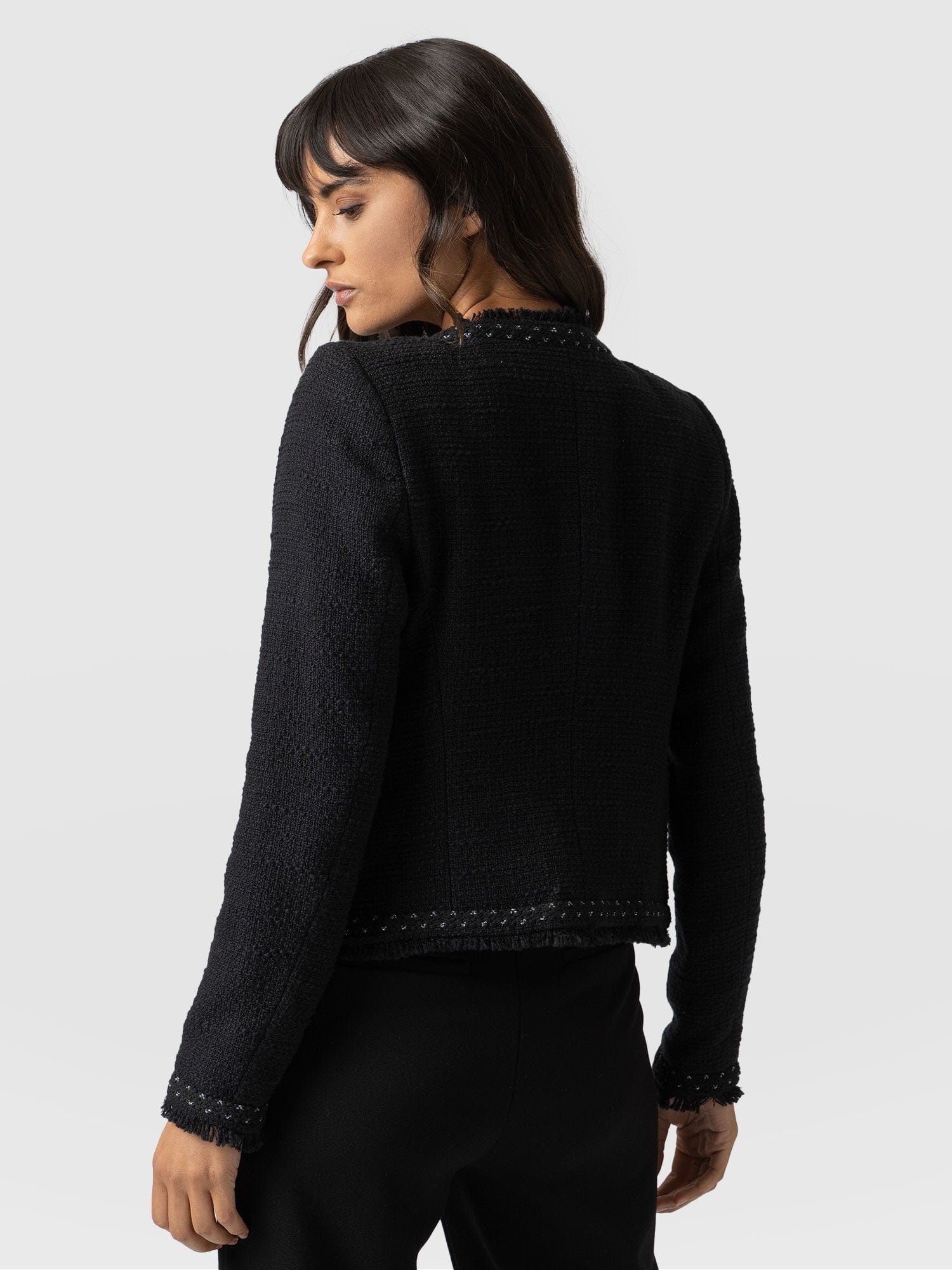 Rayner Jacket Black Bouclé - Women's Jackets | Saint + Sofia® UK