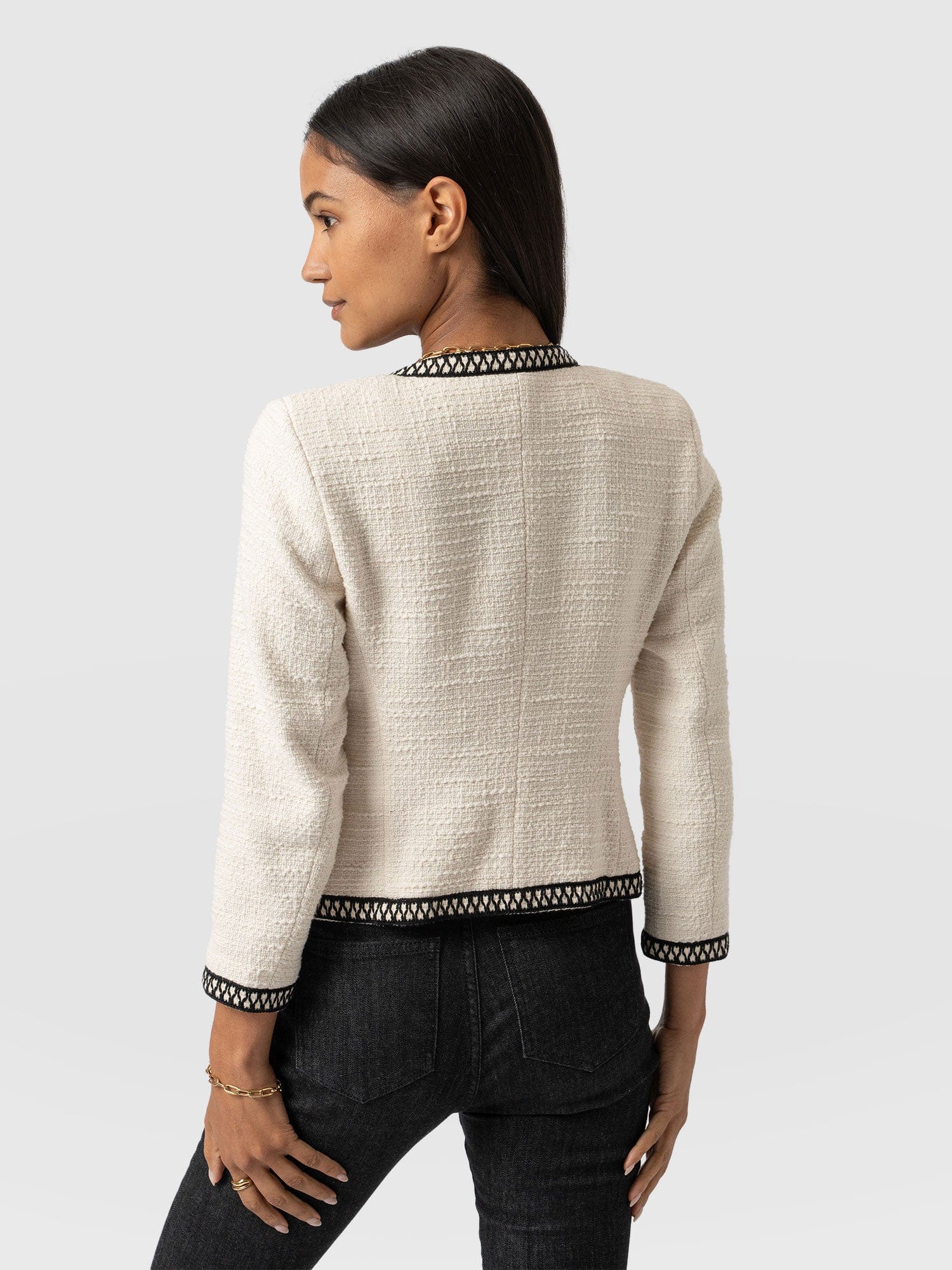 Rayner Jacket Cream/Black - Women's Jackets | Saint + Sofia® UK