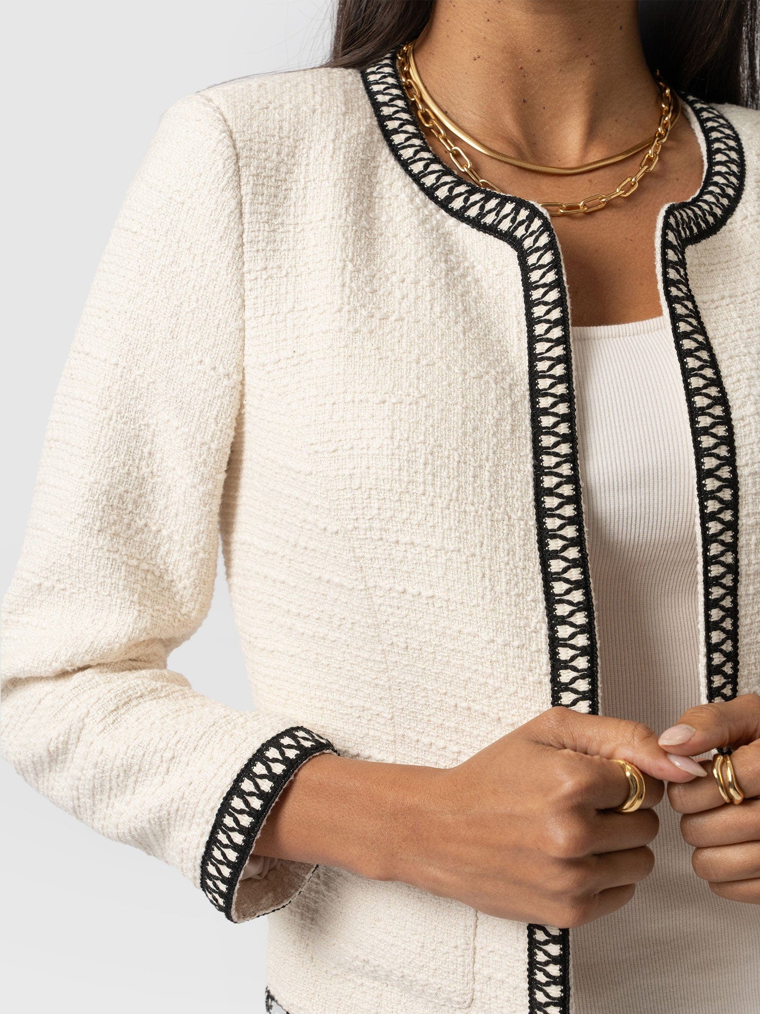 Rayner Jacket Cream/Black - Women's Jackets | Saint + Sofia® UK