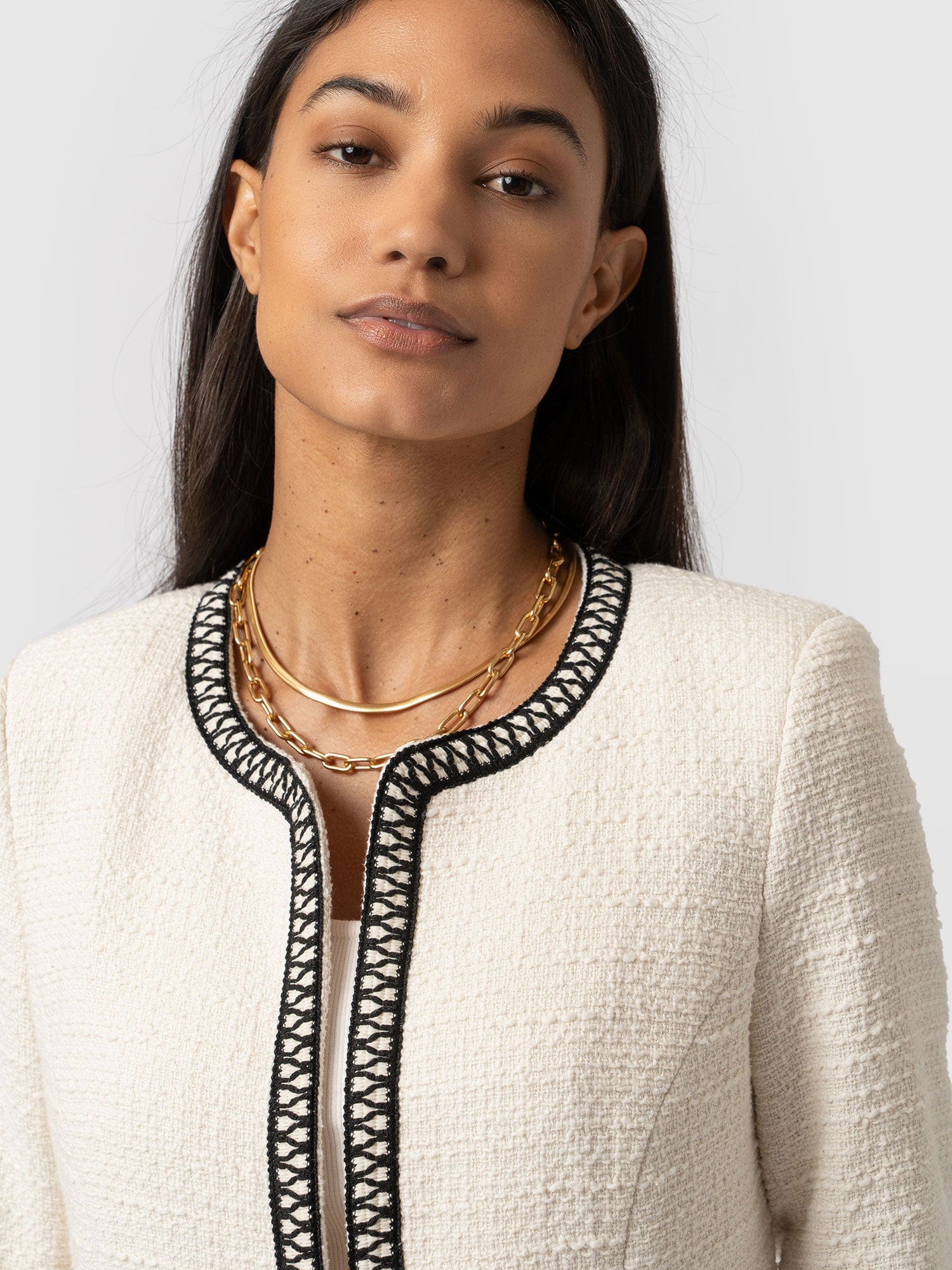 Rayner Jacket Cream/Black - Women's Jackets | Saint + Sofia® UK