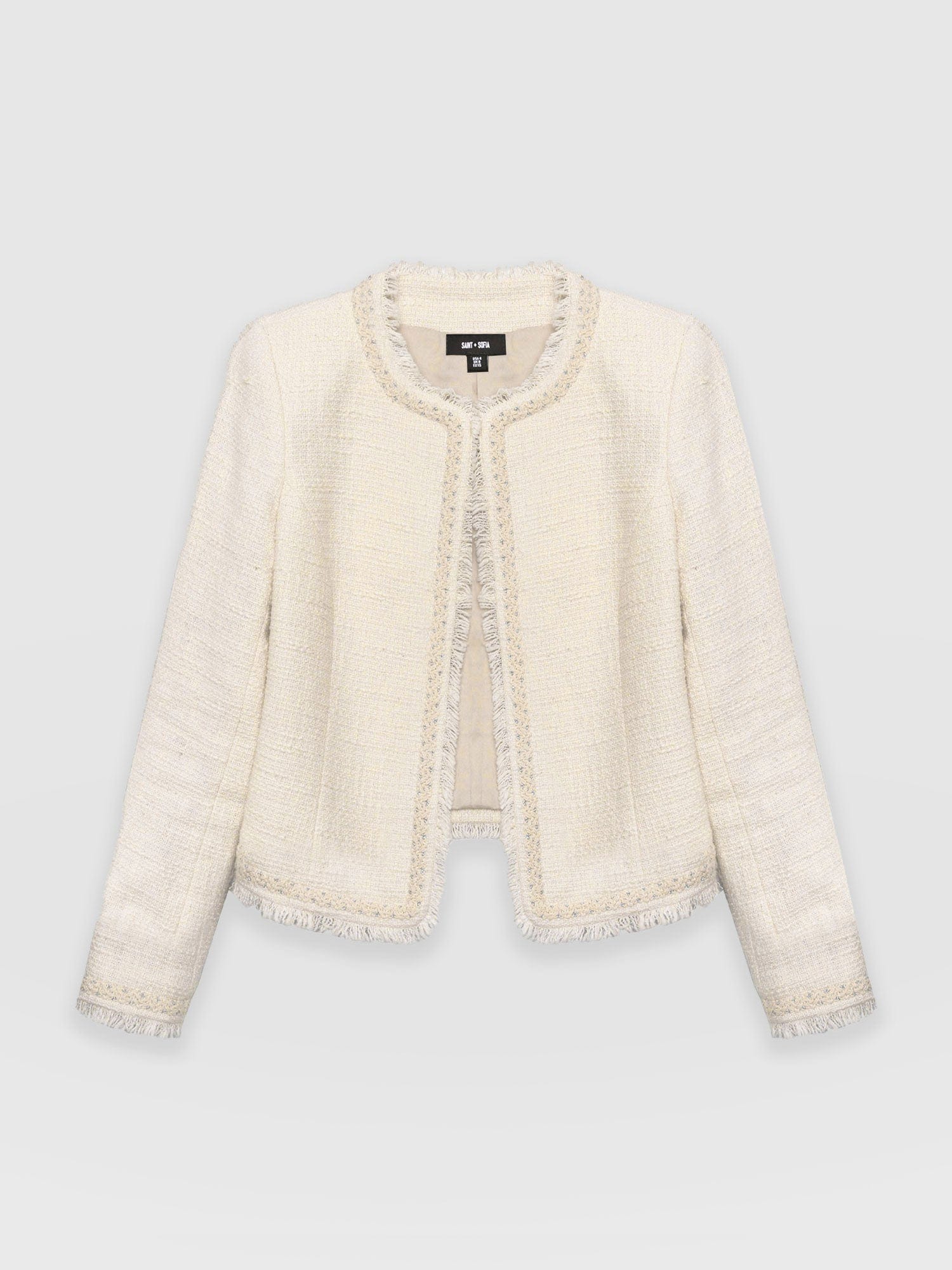 Rayner Jacket Cream Bouclé - Women's Jackets | Saint + Sofia® UK