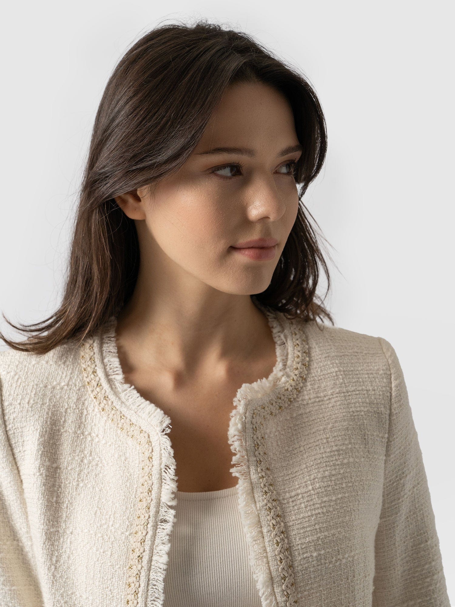 Rayner Jacket Cream Bouclé - Women's Jackets | Saint + Sofia® UK