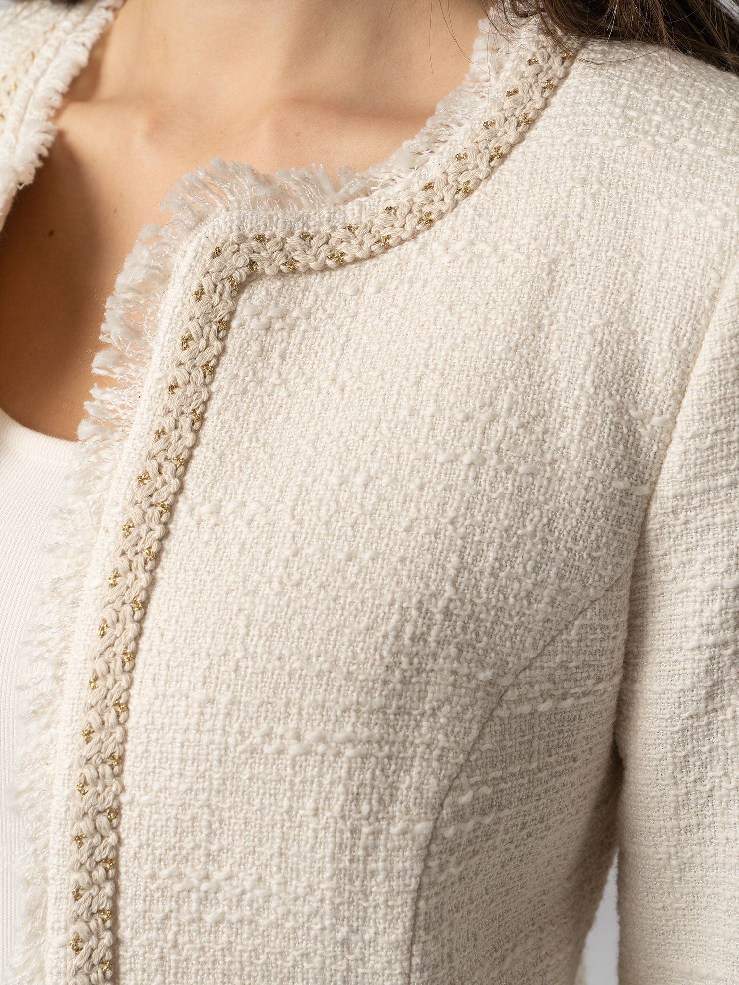 Rayner Jacket Cream Bouclé - Women's Jackets | Saint + Sofia® UK