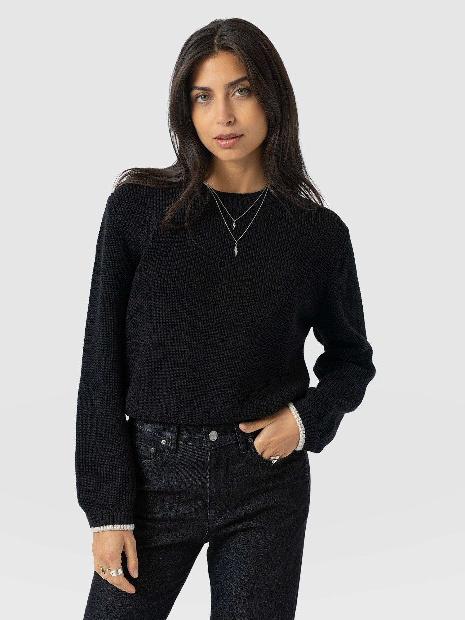 Remy Crop Jumper Black - Women's Jumpers | Saint + Sofia® UK