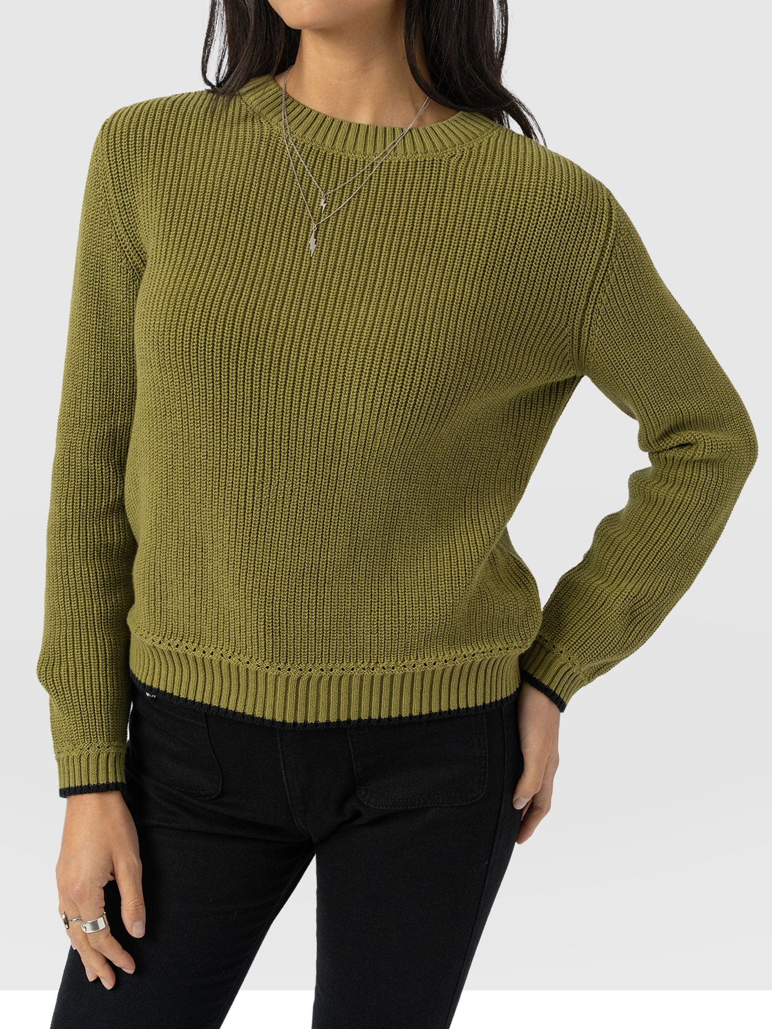 Remy Crop Jumper Khaki - Women's Jumpers | Saint + Sofia® UK