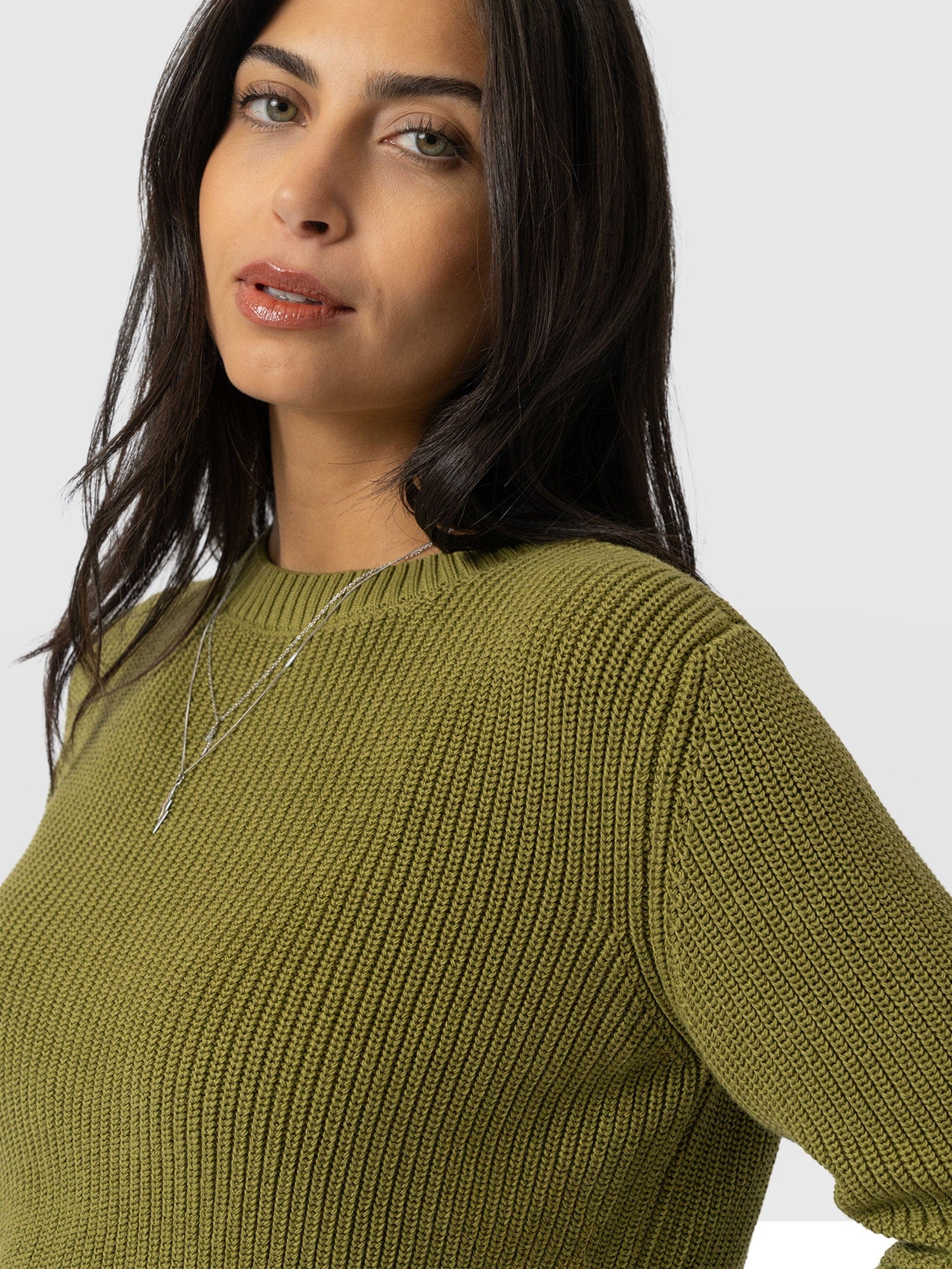 Remy Crop Jumper Khaki - Women's Jumpers | Saint + Sofia® UK