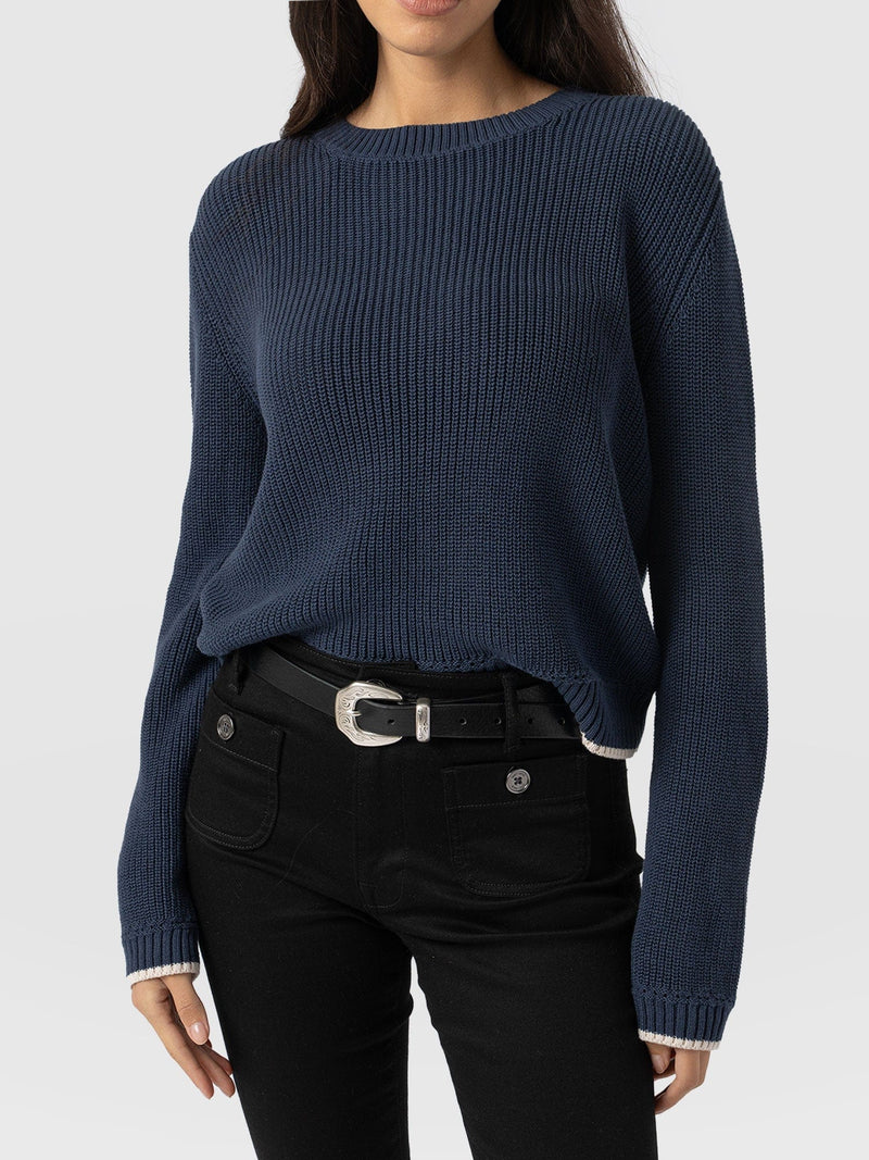 Remy Crop Jumper - Navy