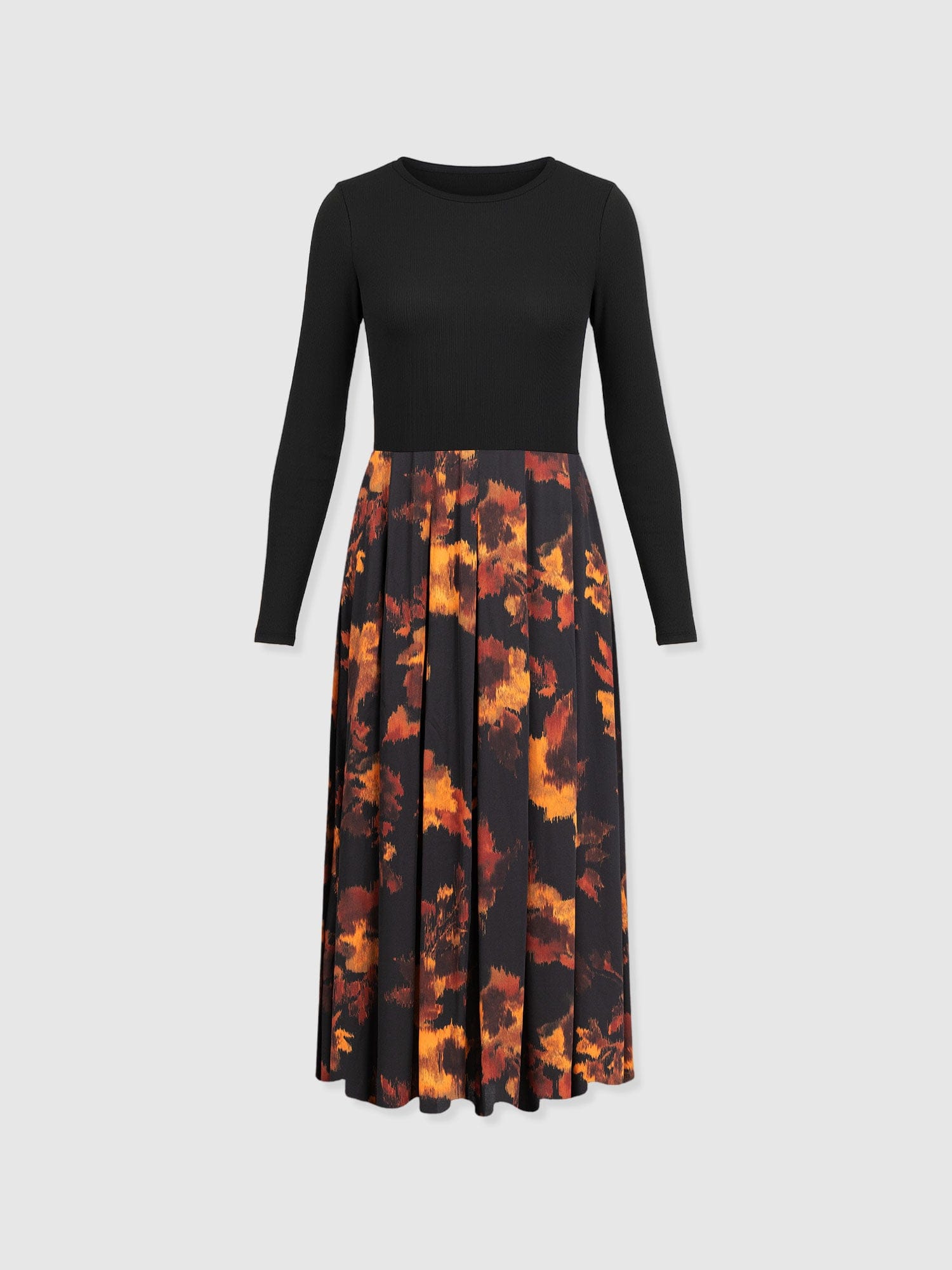 Renee Contrast Long Sleeve Dress - Autumn Floral - Women's Dresses | Saint + Sofia® UK