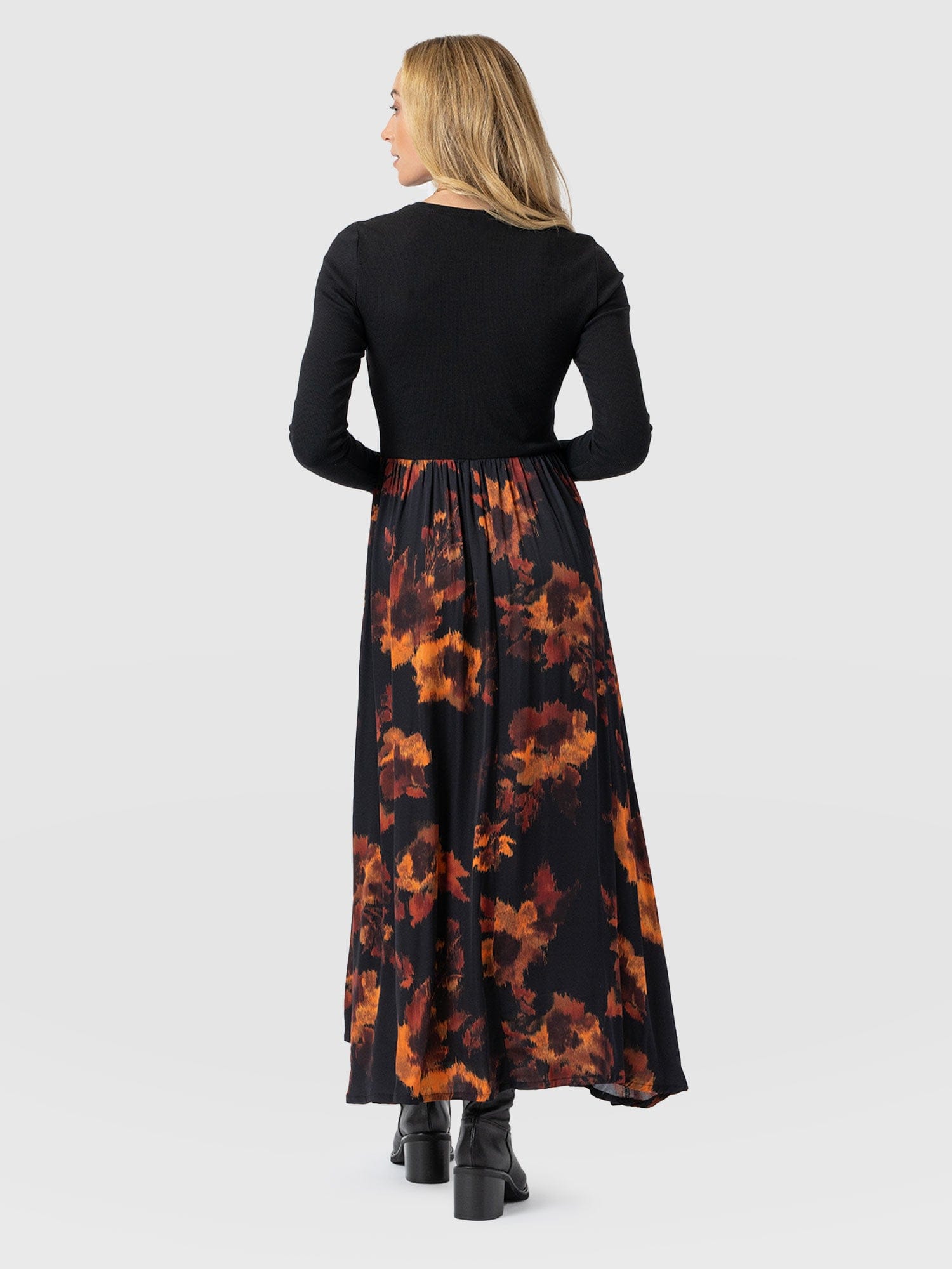 Renee Contrast Long Sleeve Dress - Autumn Floral - Women's Dresses | Saint + Sofia® UK