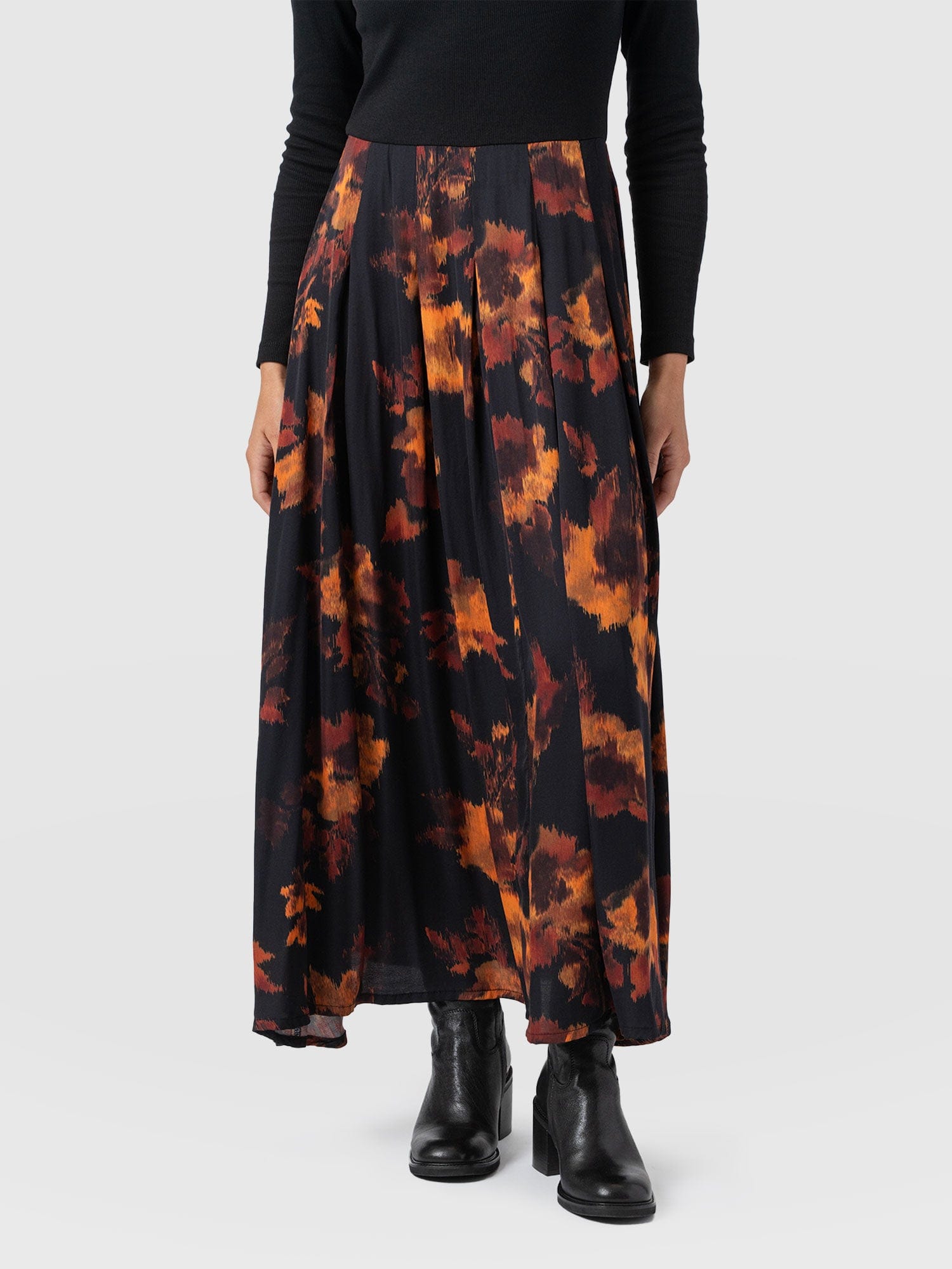 Renee Contrast Long Sleeve Dress - Autumn Floral - Women's Dresses | Saint + Sofia® UK
