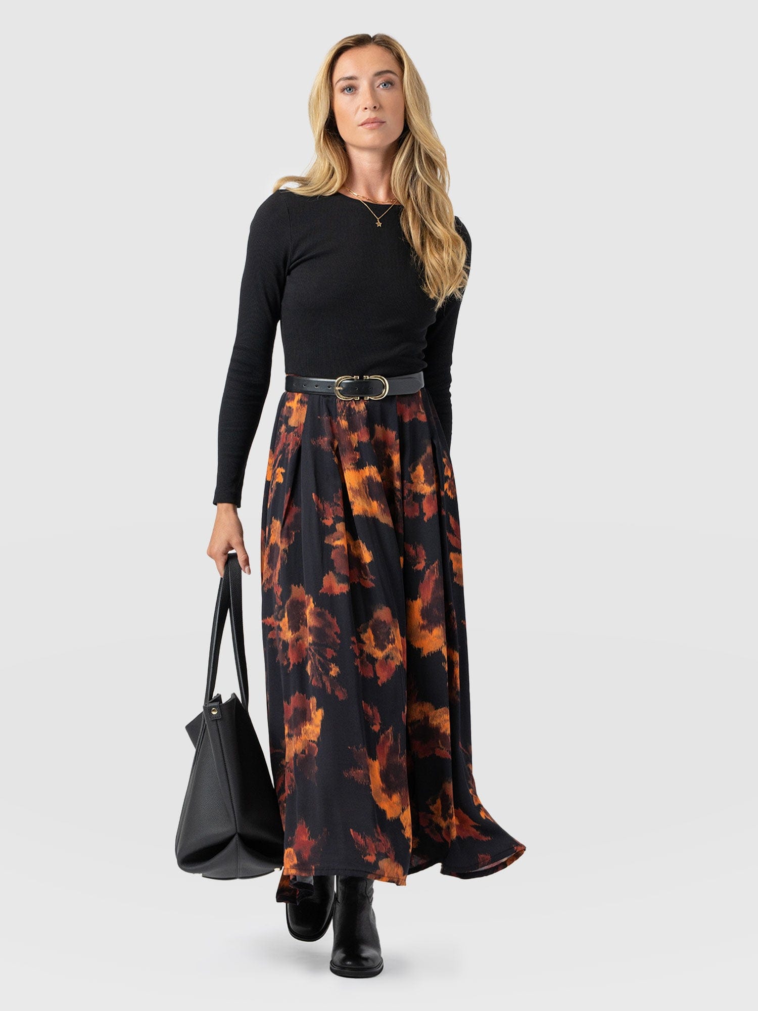 Renee Contrast Long Sleeve Dress - Autumn Floral - Women's Dresses | Saint + Sofia® UK