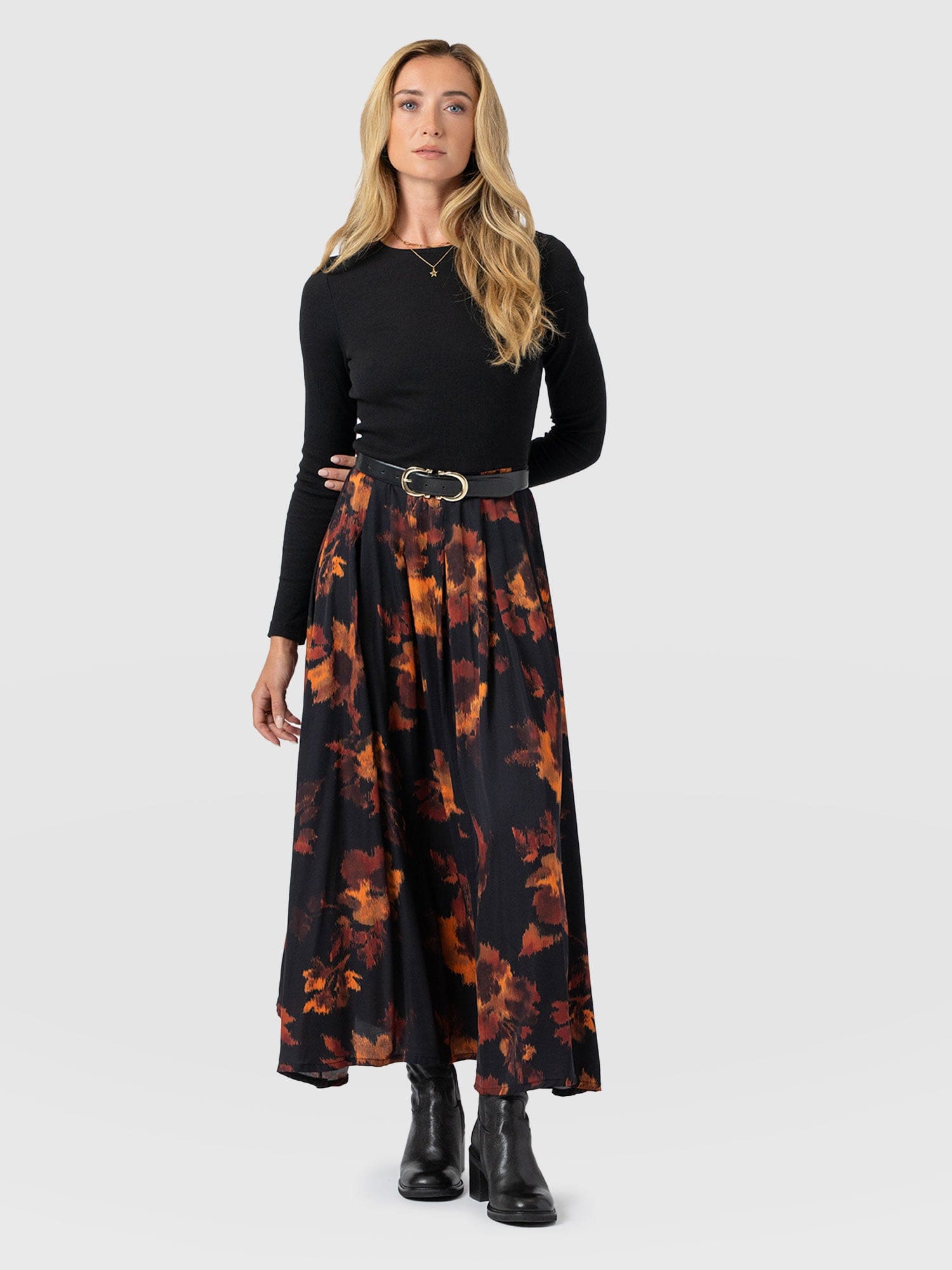 Renee Contrast Long Sleeve Dress - Autumn Floral - Women's Dresses | Saint + Sofia® UK