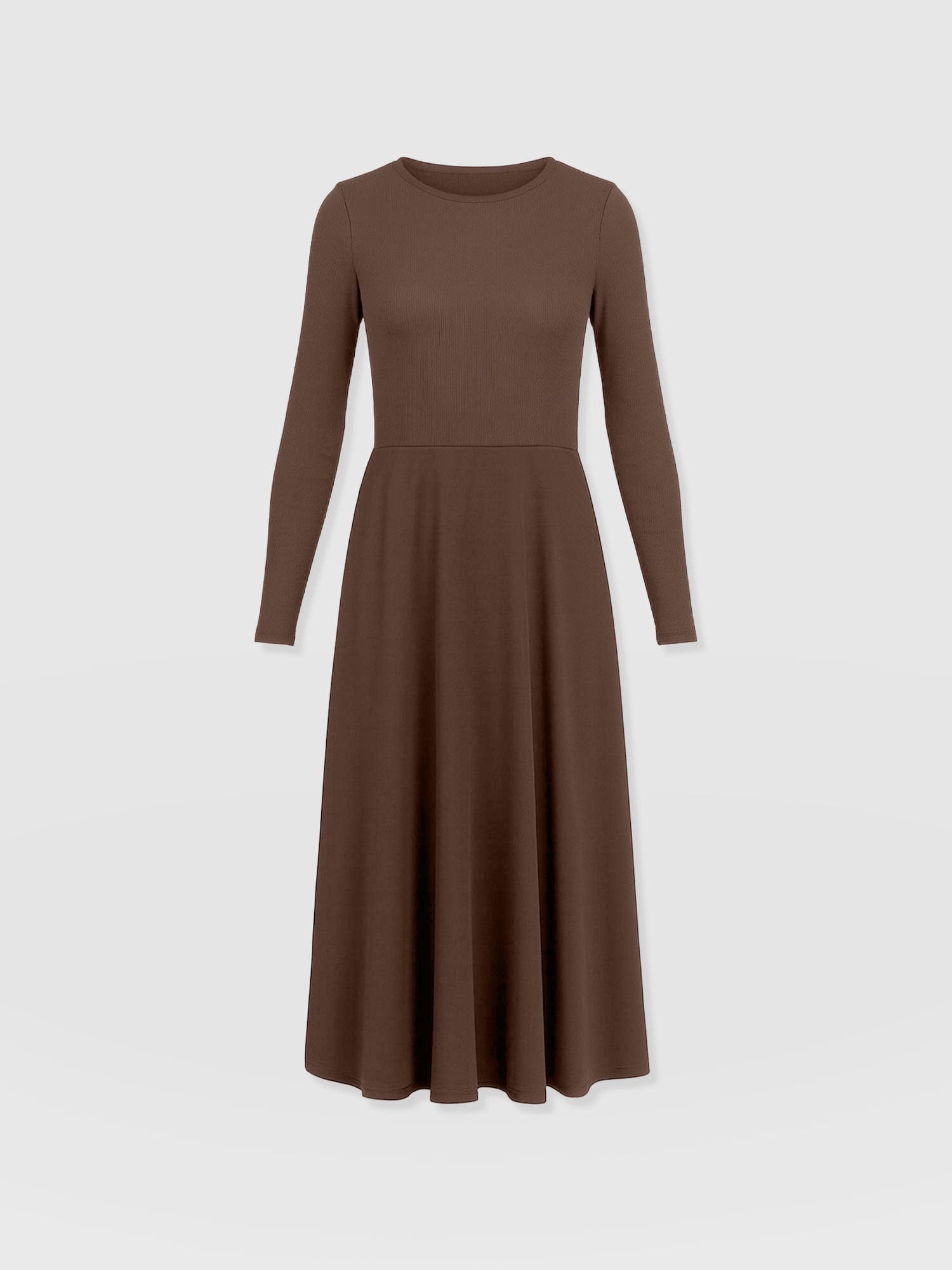 Renee Contrast Long Sleeve Dress - Brown