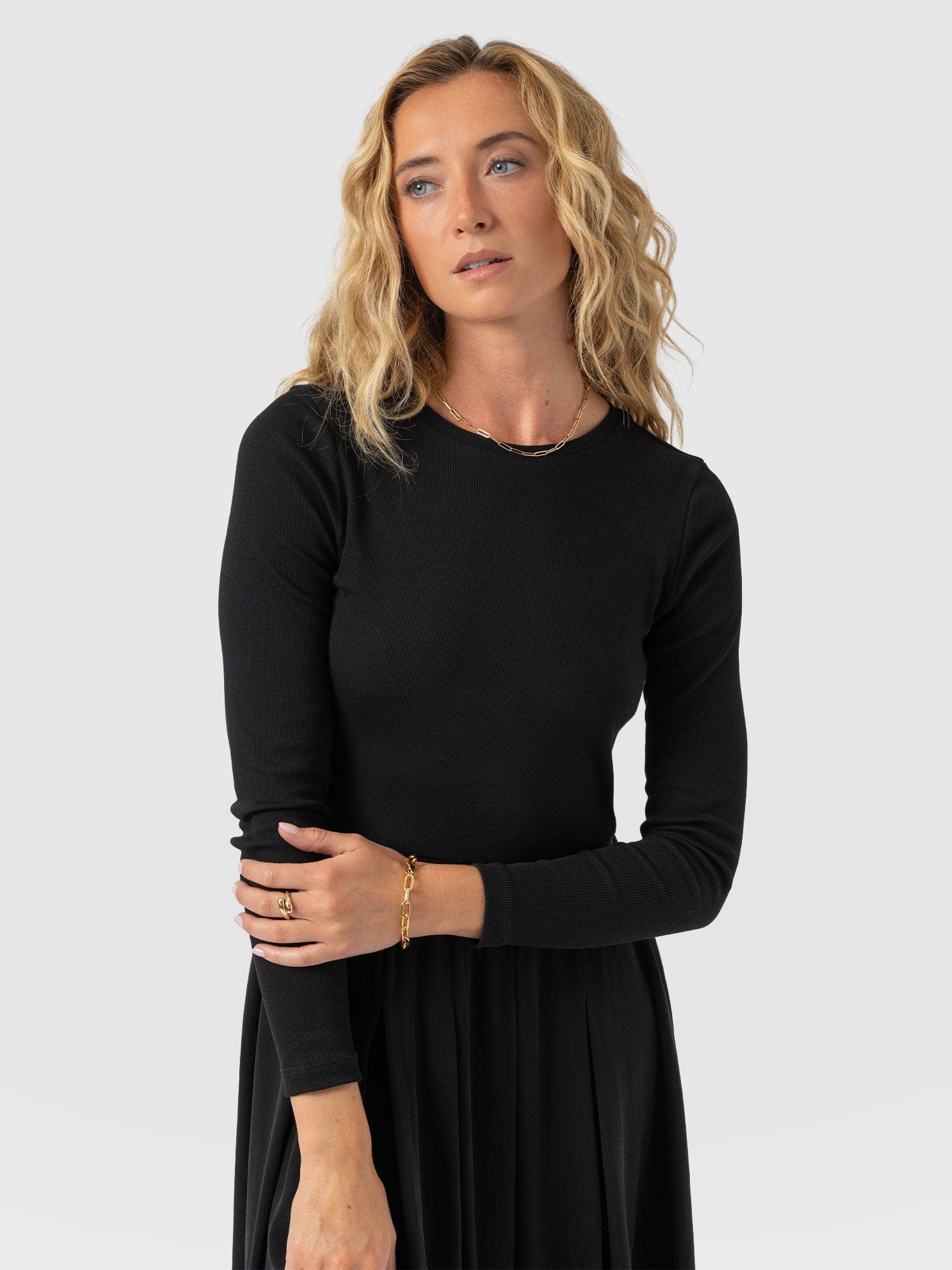 Renee Contrast Long Sleeve Dress - Black - Women's Dresses | Saint + Sofia® UK