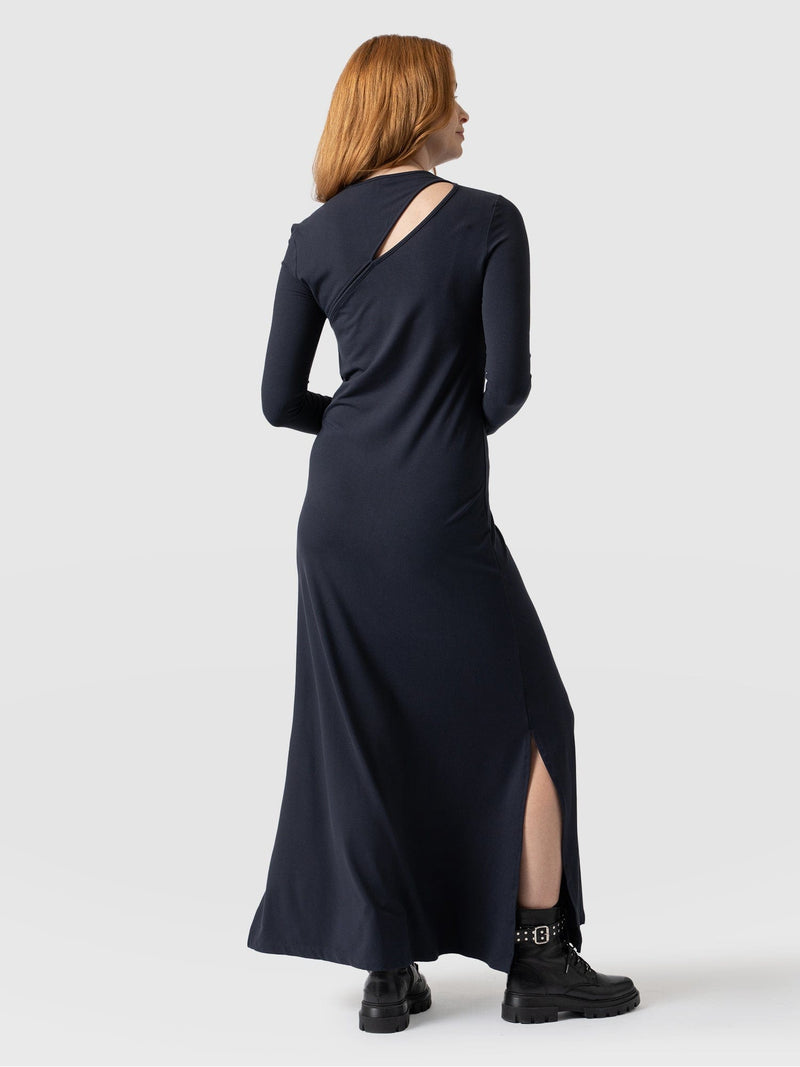 Reveal Viscose Runway Dress - Navy