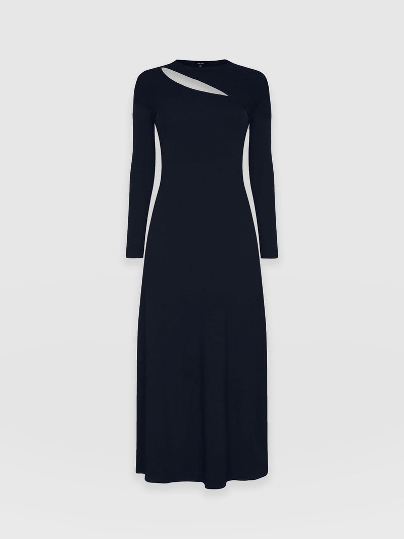 Reveal Viscose Runway Dress - Navy