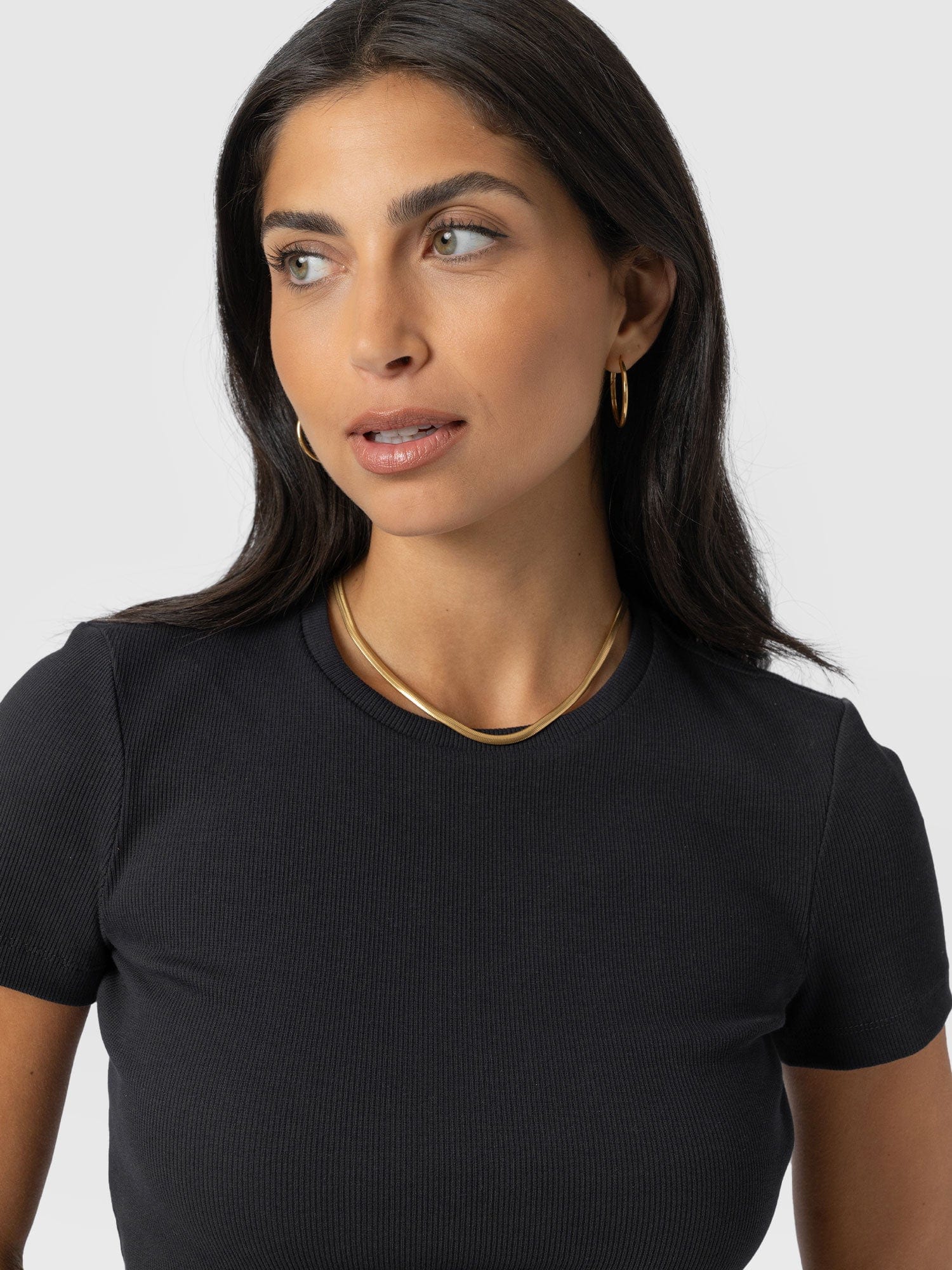 Ribbed Short Sleeve Tee - Black - Women's T-shirts | Saint + Sofia? UK