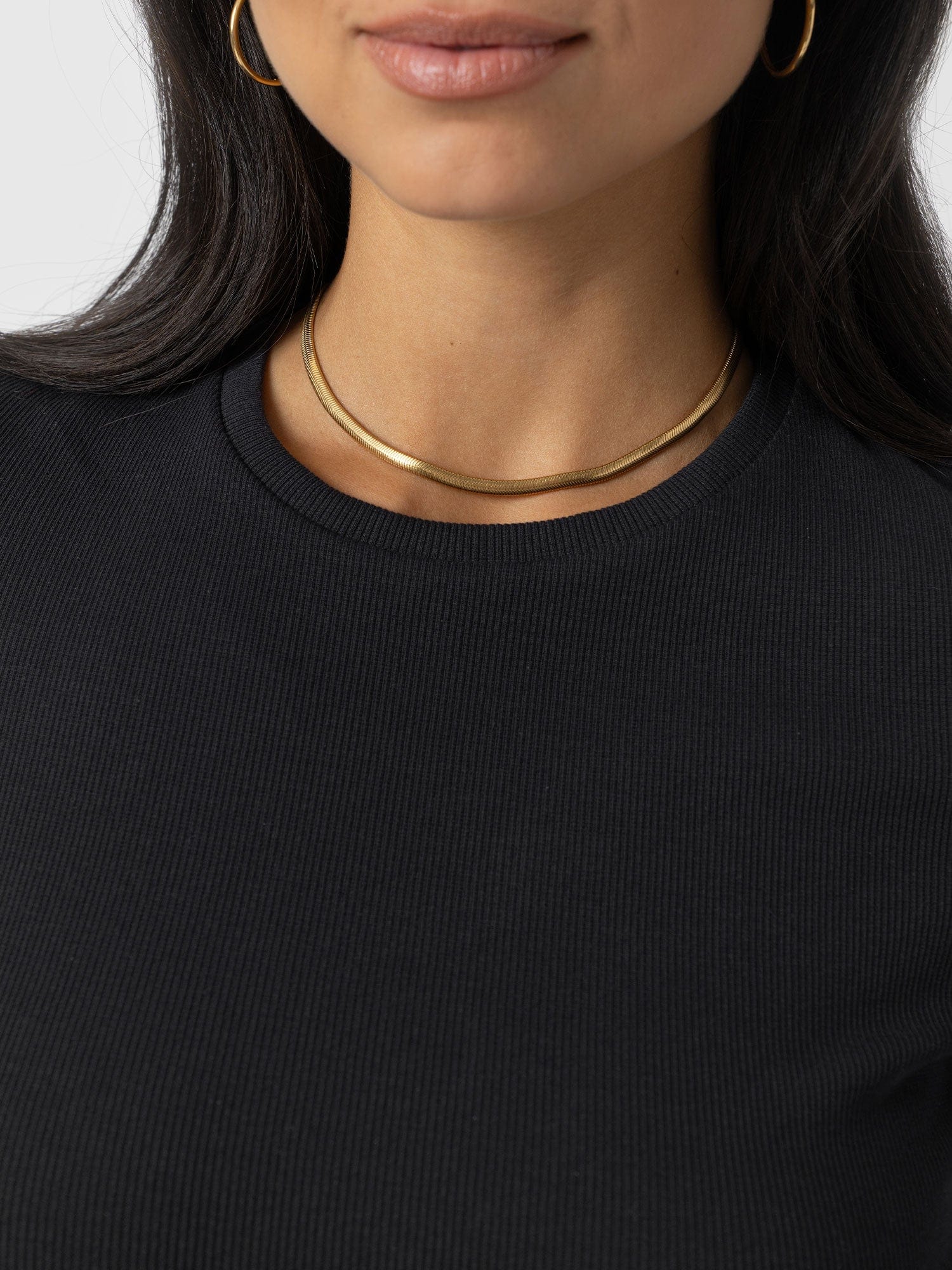 Ribbed Short Sleeve Tee - Black - Women's T-shirts | Saint + Sofia? UK