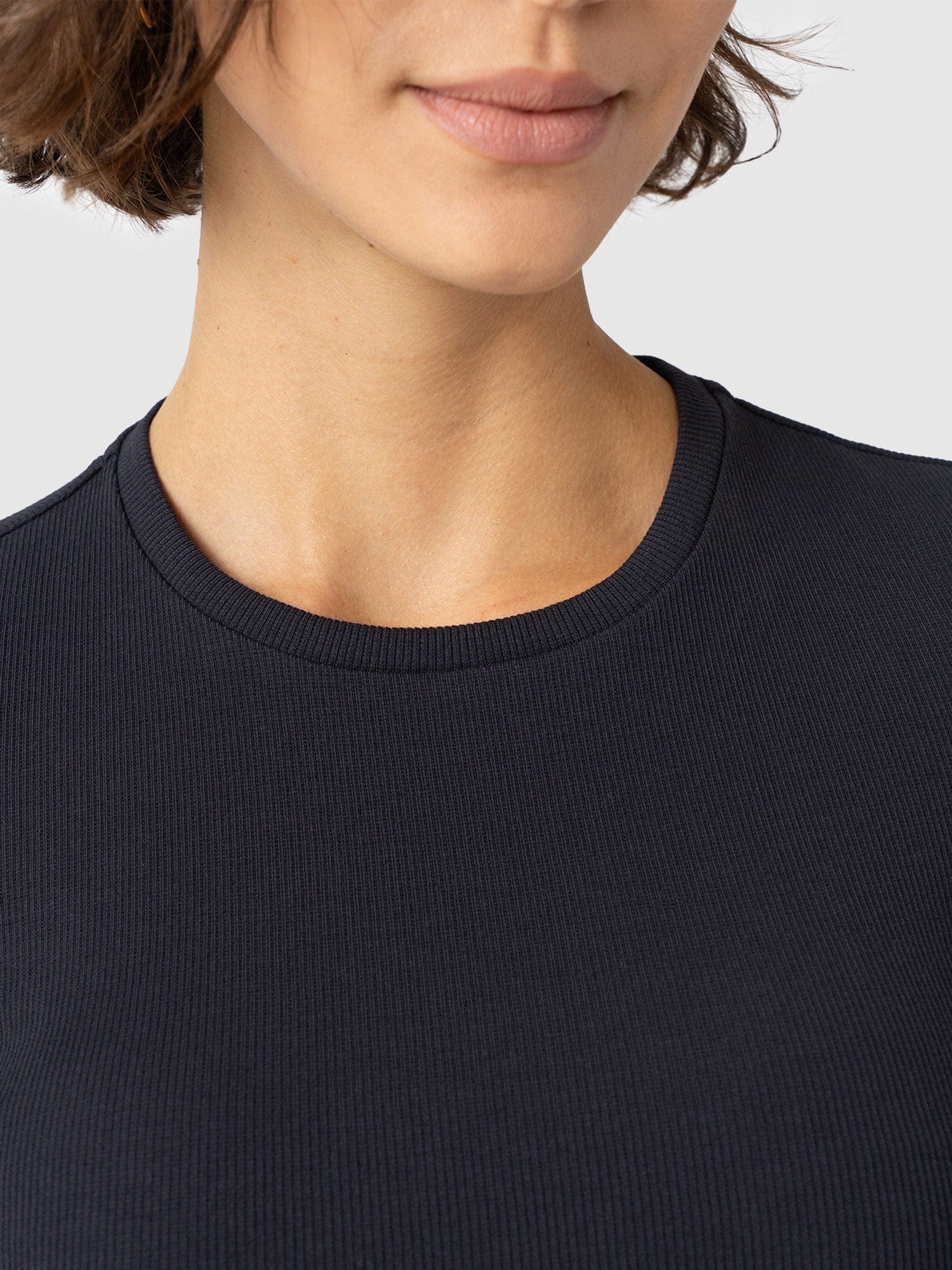 Ribbed Short Sleeve Tee - Navy - Women's T-shirts | Saint + Sofia? UK
