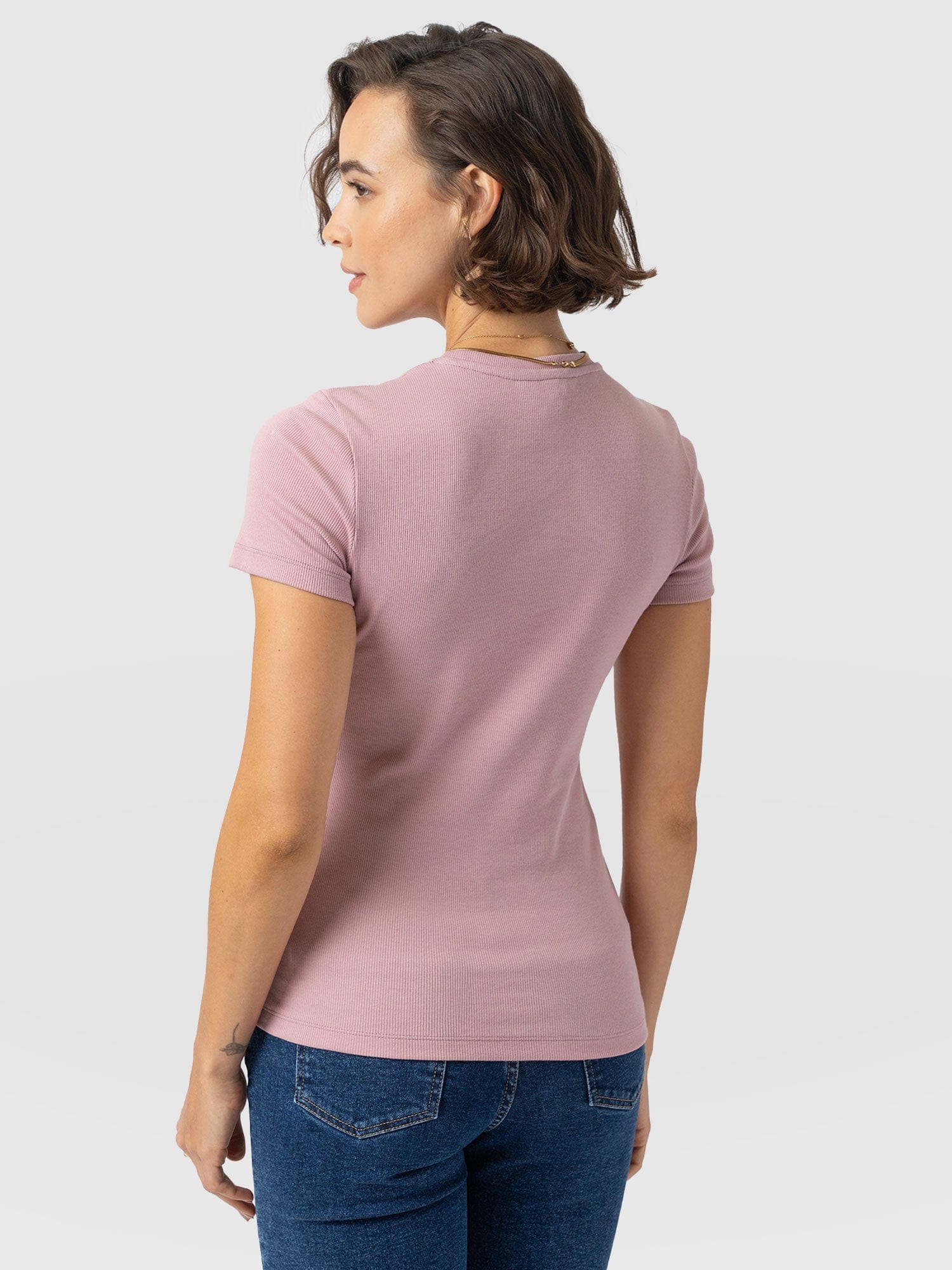 Ribbed Short Sleeve Tee - Pale Pink - Women's T-shirts | Saint + Sofia? UK