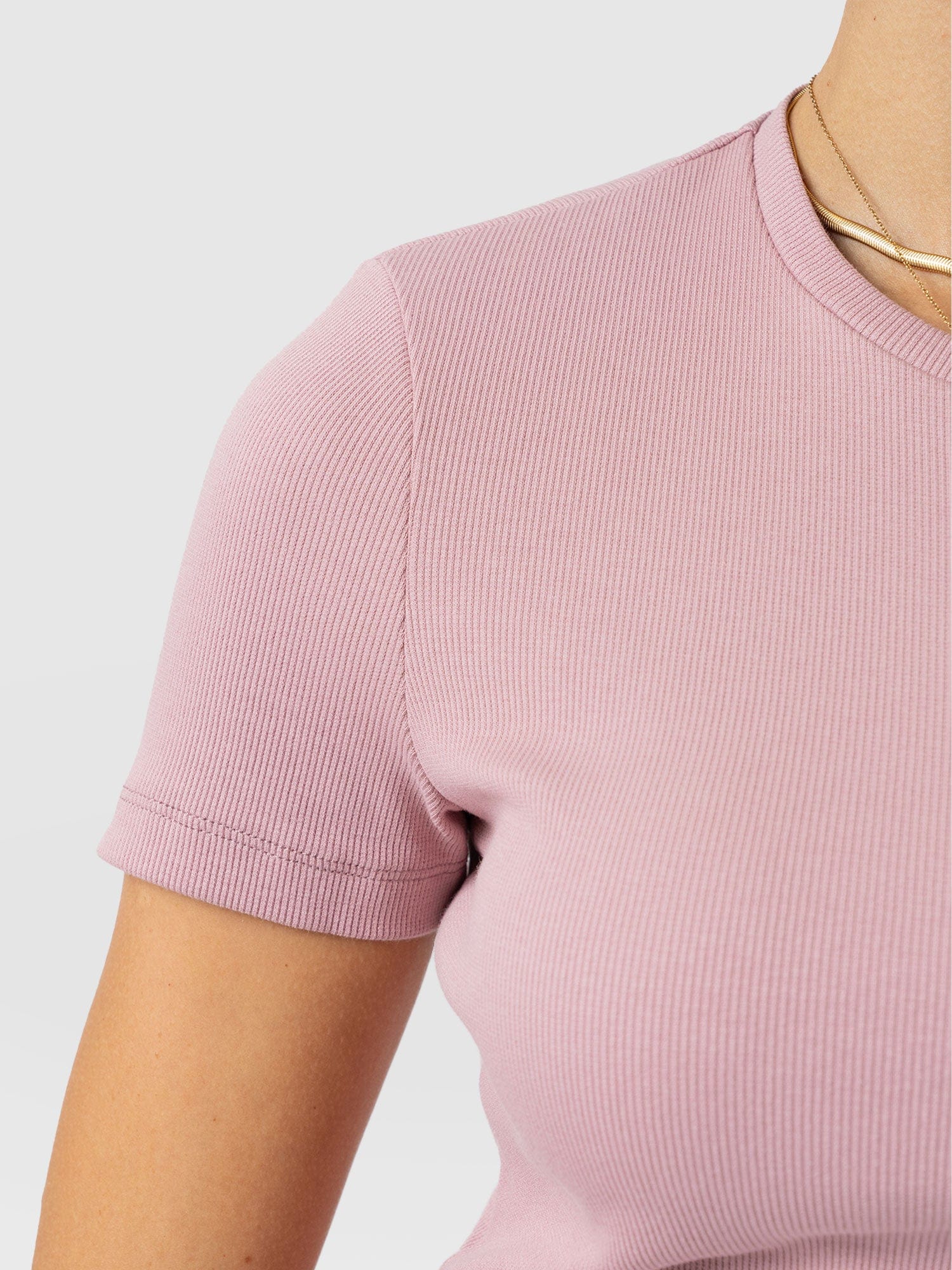 Ribbed Short Sleeve Tee - Pale Pink - Women's T-shirts | Saint + Sofia? UK
