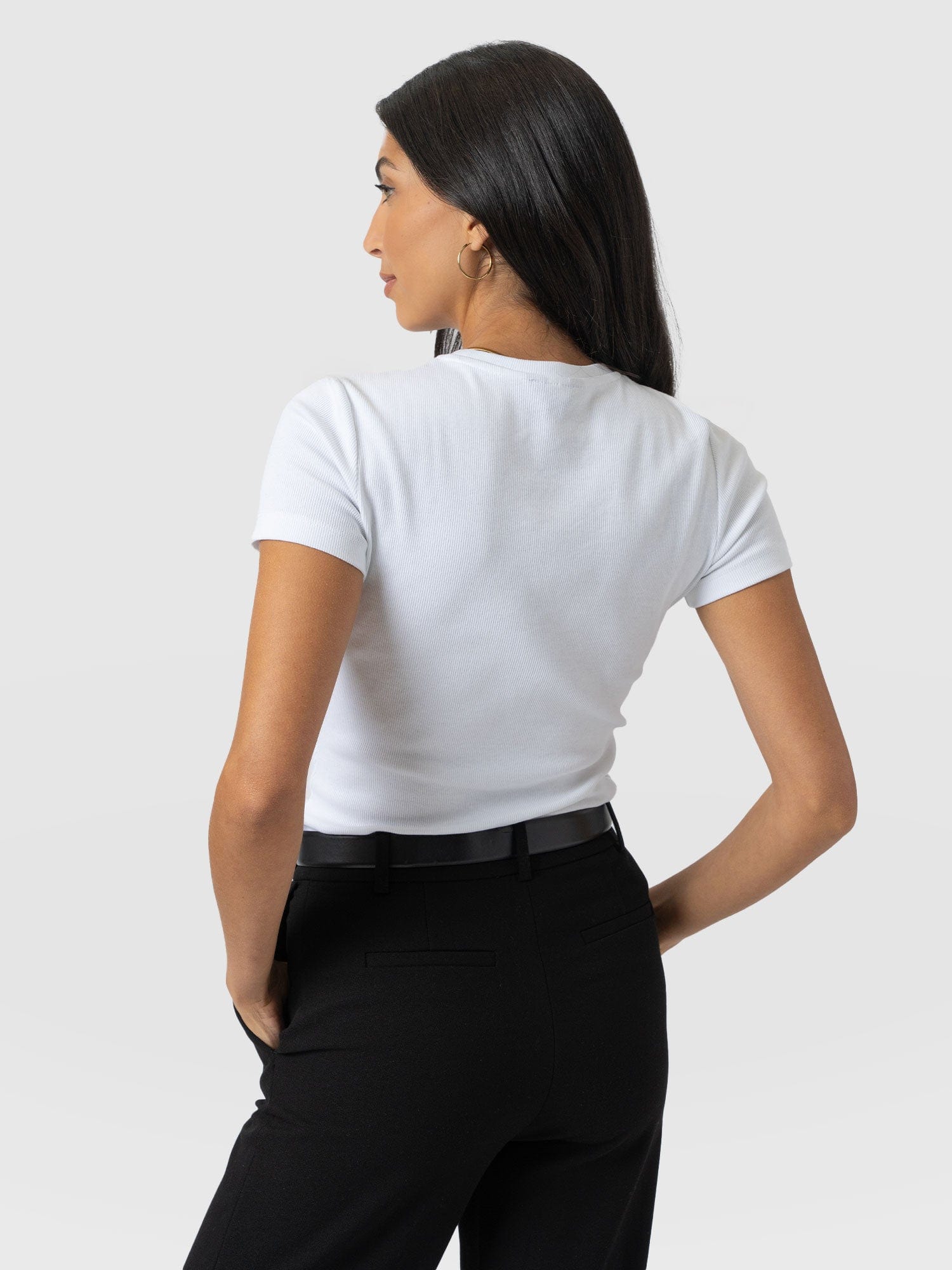 Ribbed Short Sleeve Tee - White - Women's T-shirts | Saint + Sofia? UK