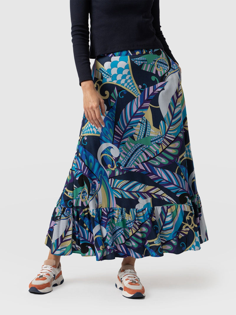 Riley Skirt - Blue Palm