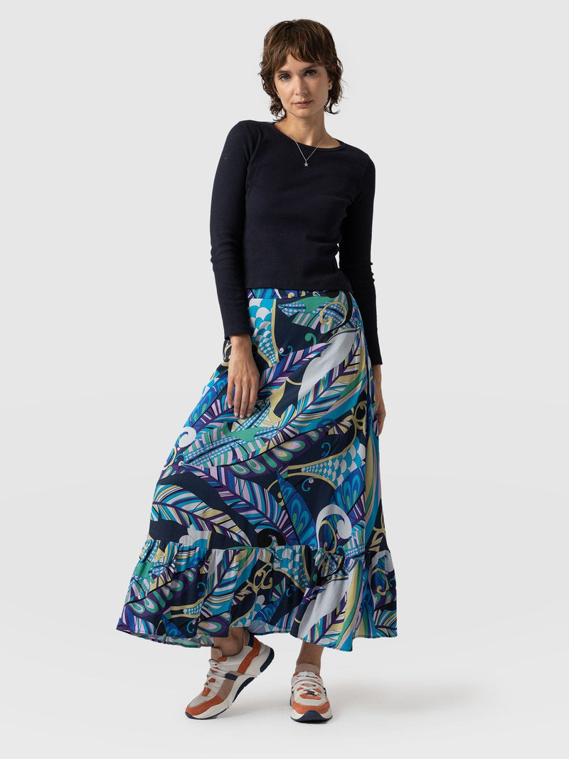 Riley Skirt - Blue Palm