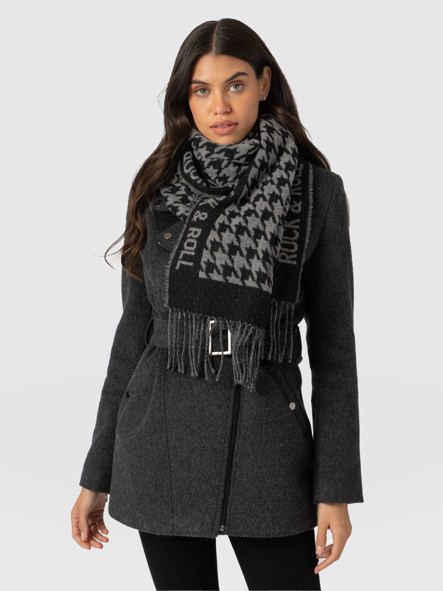 Rock Houndstooth Scarf - Black/Grey