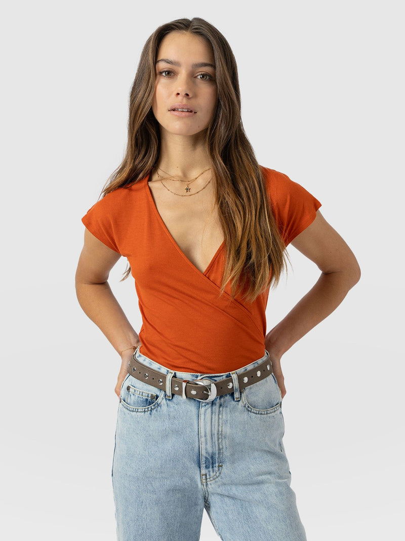 Rosa Wrap Tee - Amber