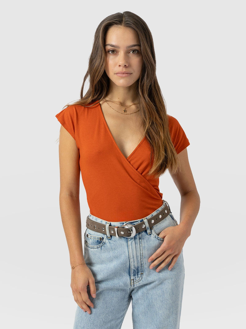 Rosa Wrap Tee - Amber