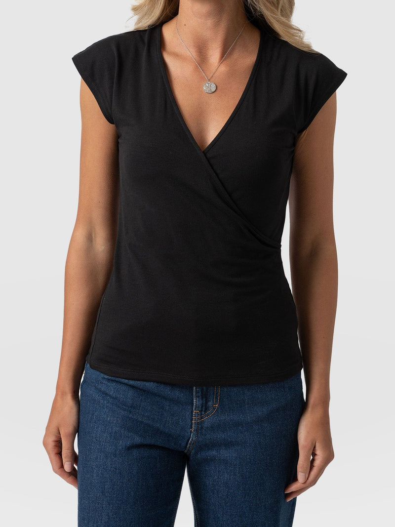 Rosa Wrap Tee - Black